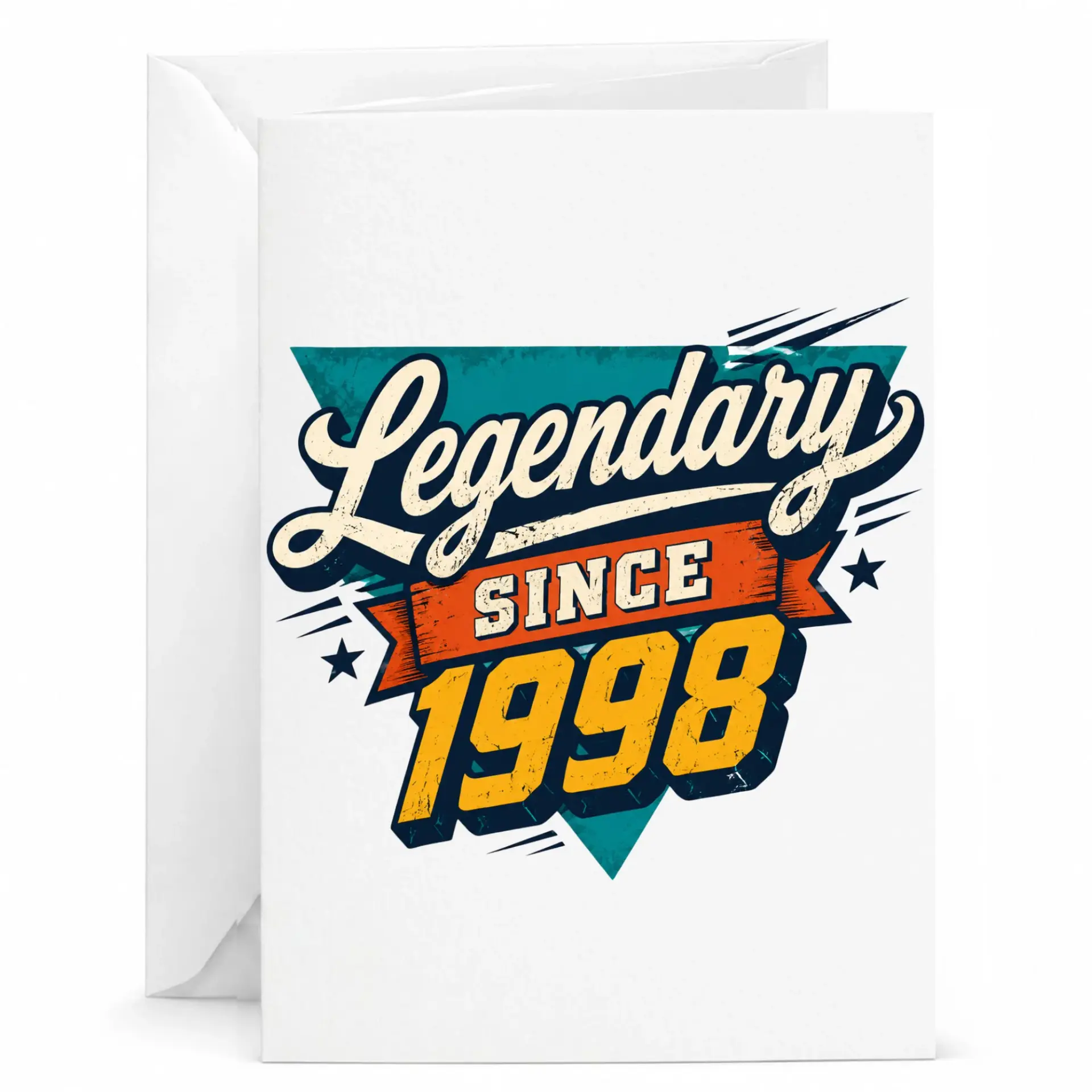 Greeting Card Legendary Since 1998 Vintage Style Birthday Anniversary Celebration Stationary for Milestone Years