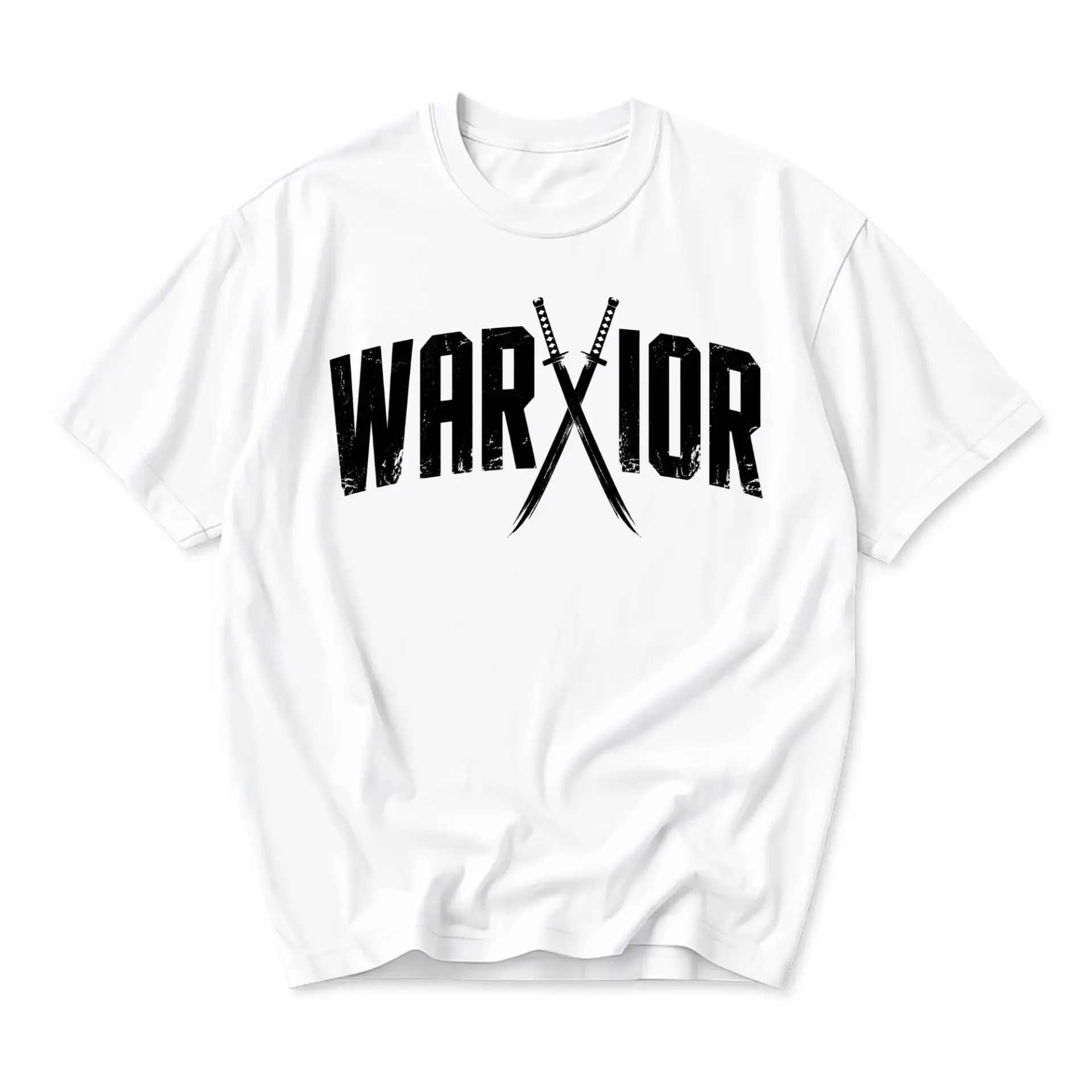 Warrior Graphic Tee with Sword Illustration Unisex Casual Cotton Crew Neck Short Sleeve Shirt for Everyday Wear
