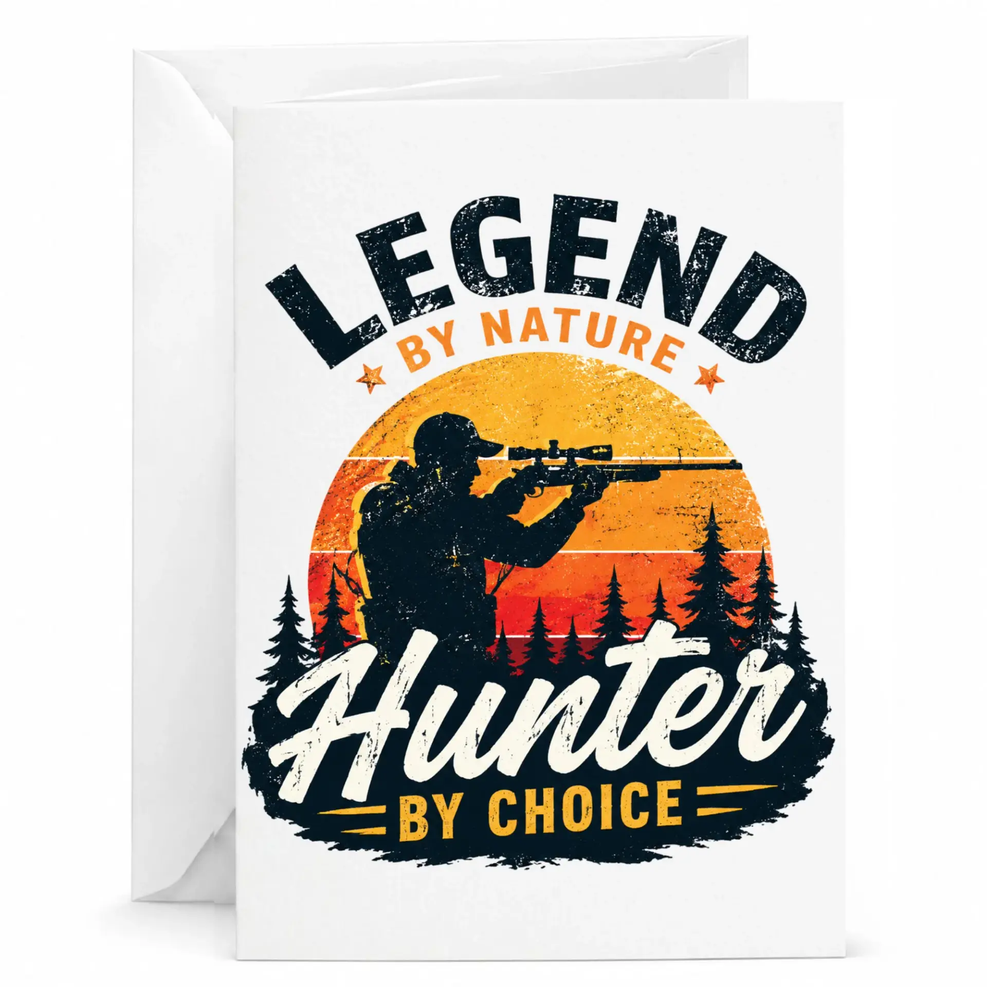 Greeting Card Legend by Nature Hunter by Choice Rustic Outdoor Wilderness Scene Design for Hunting Enthusiasts