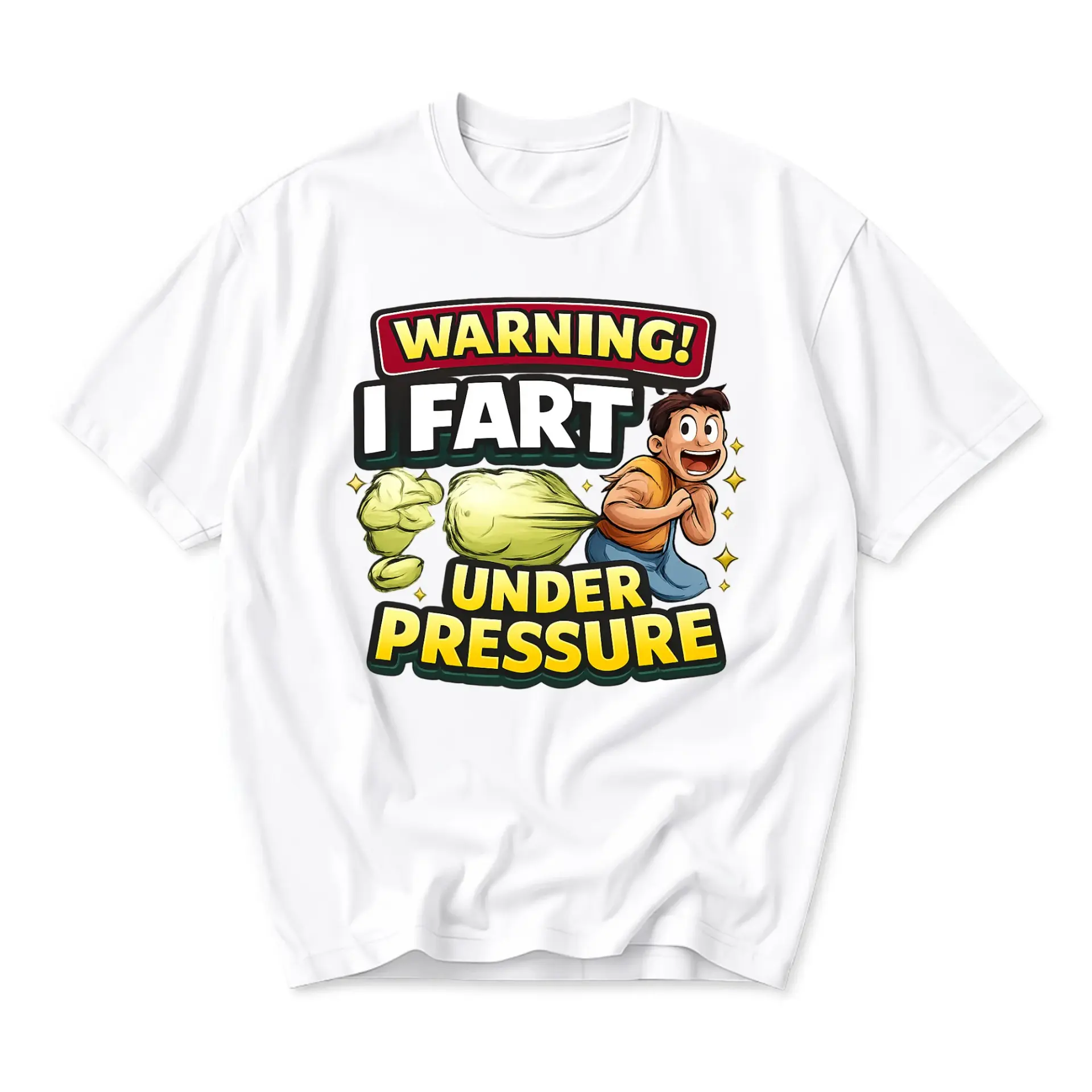 Funny Shirt Warning I Fart under Graphic Tee Humorous Casual Unisex Crew