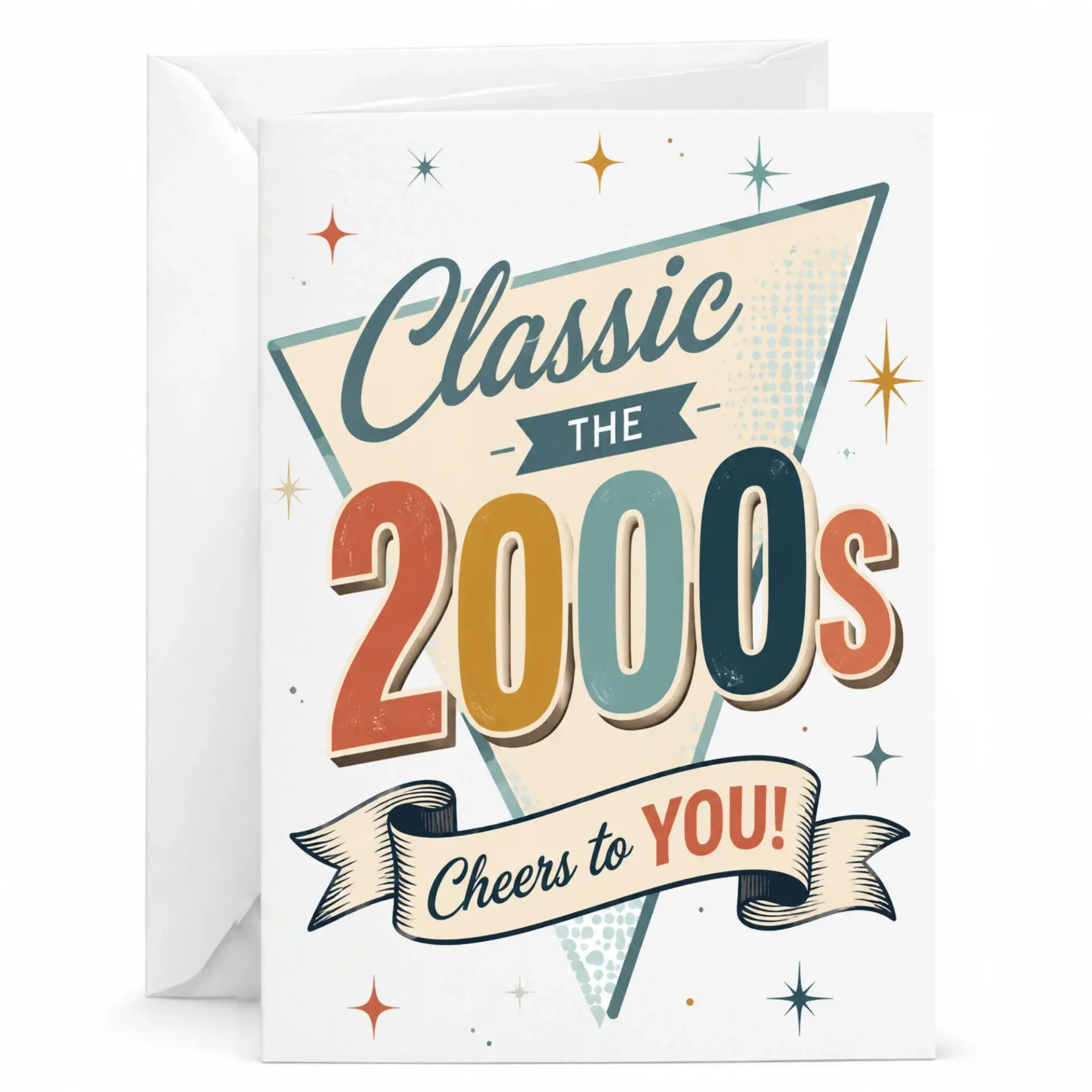 Birthday Card Classic 2000s Cheers to You Greeting Card for Milestone Celebration Featuring Retro Inspired Typography