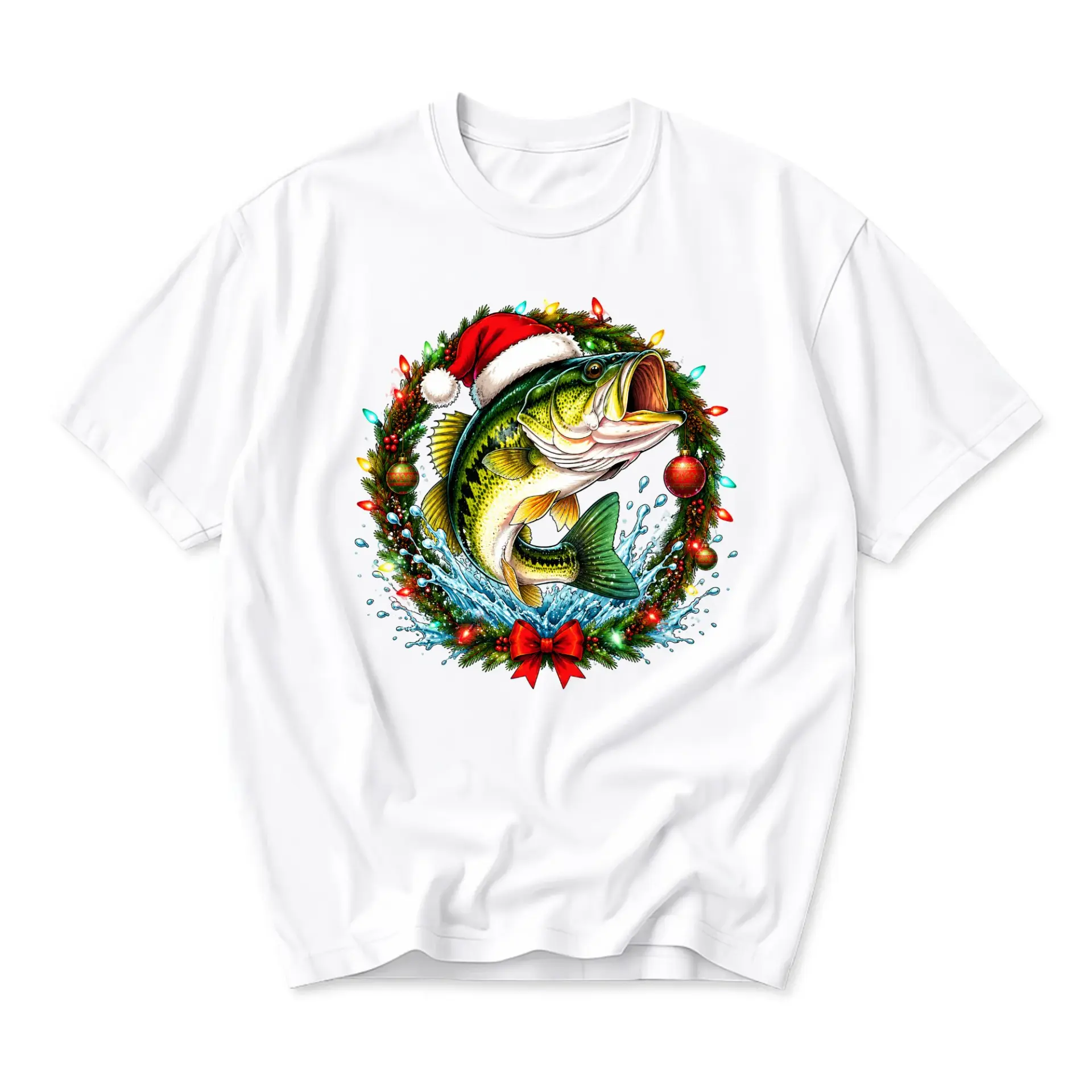 Graphic Tee Christmas Fishing Shirt Humorous Holiday Wildlife Apparel for
