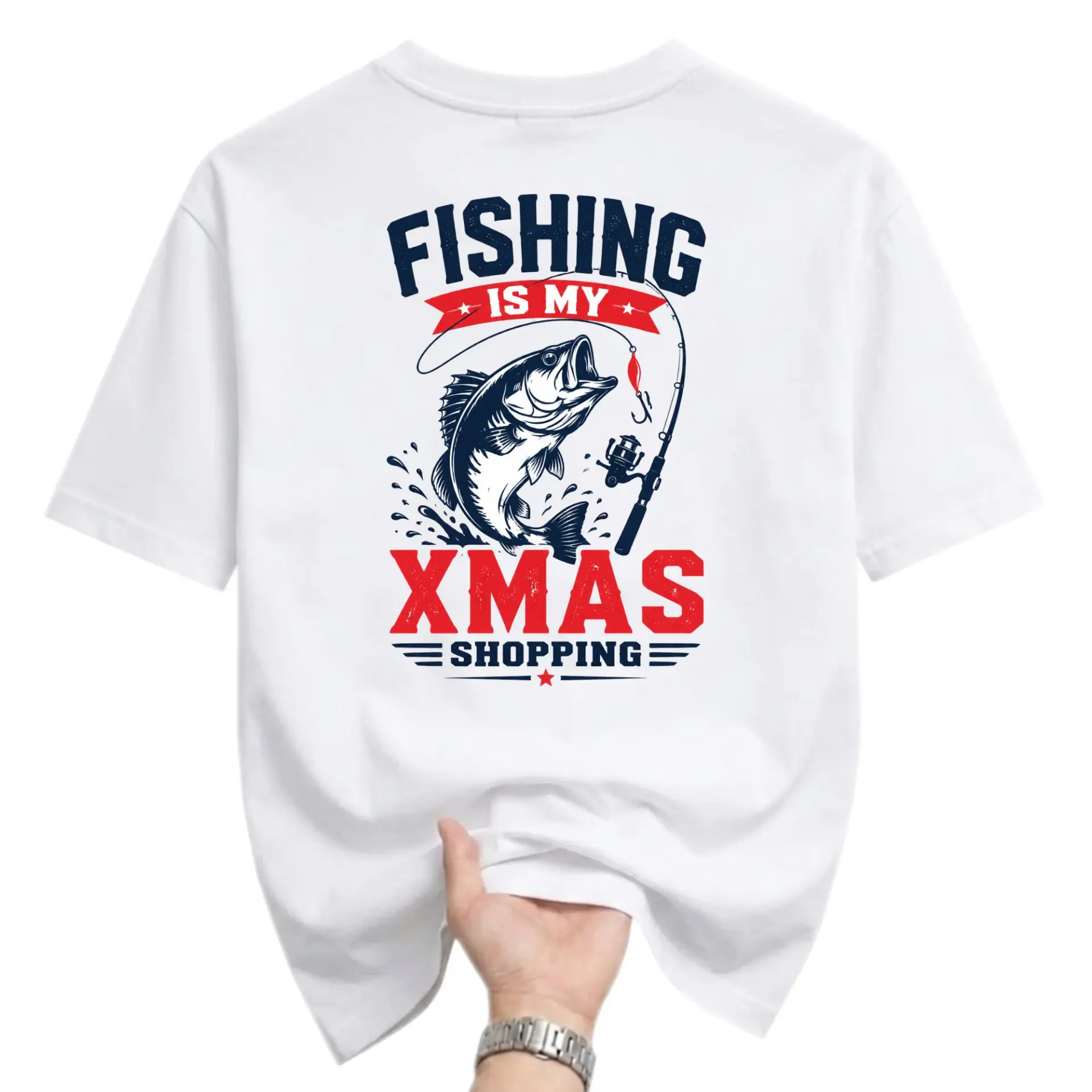Graphic Tee Fishing Is My Xmas Shopping Unisex Crew Neck Shirt Casual