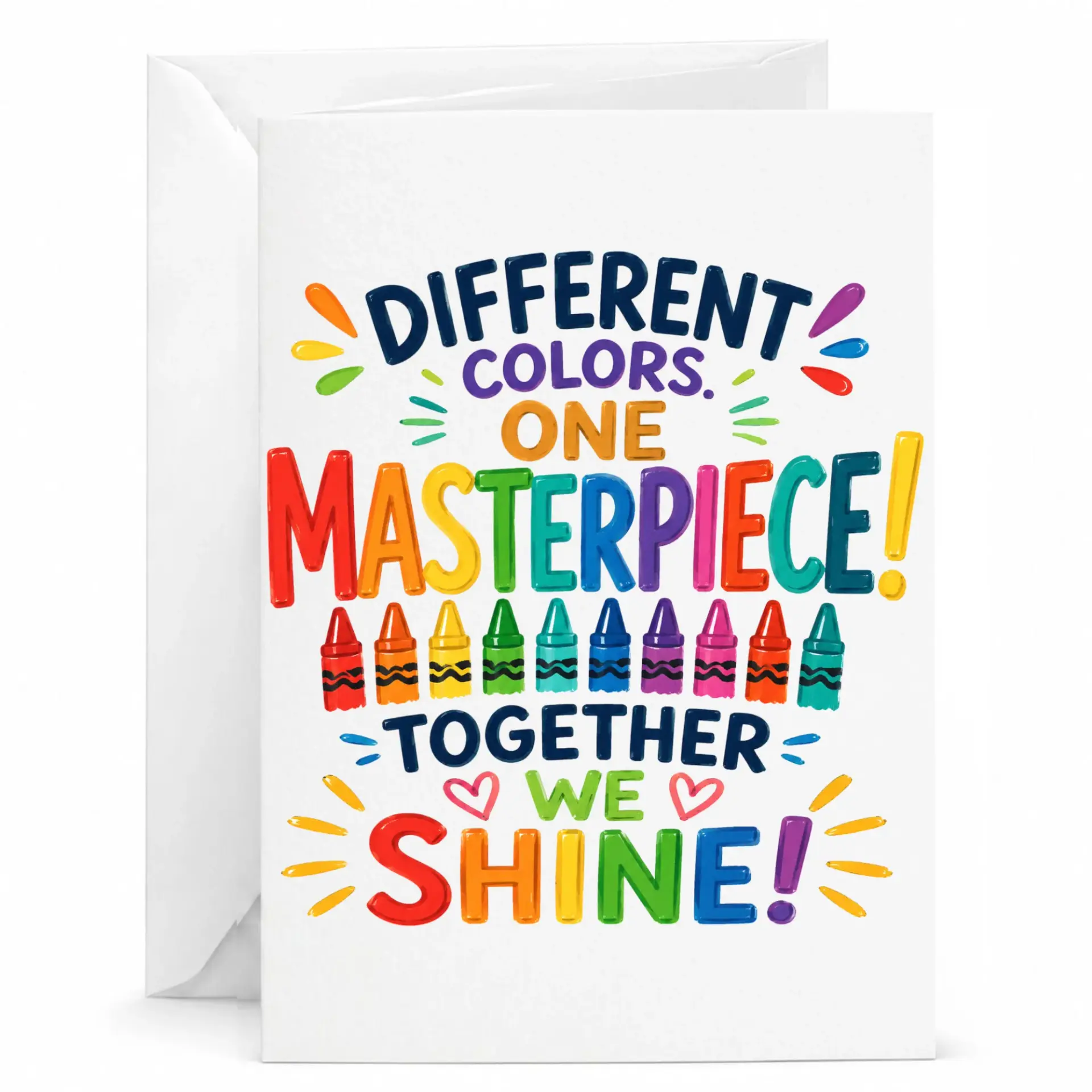 Inspirational Quote Greeting Card Different Colors One Together We Artistic Stationery