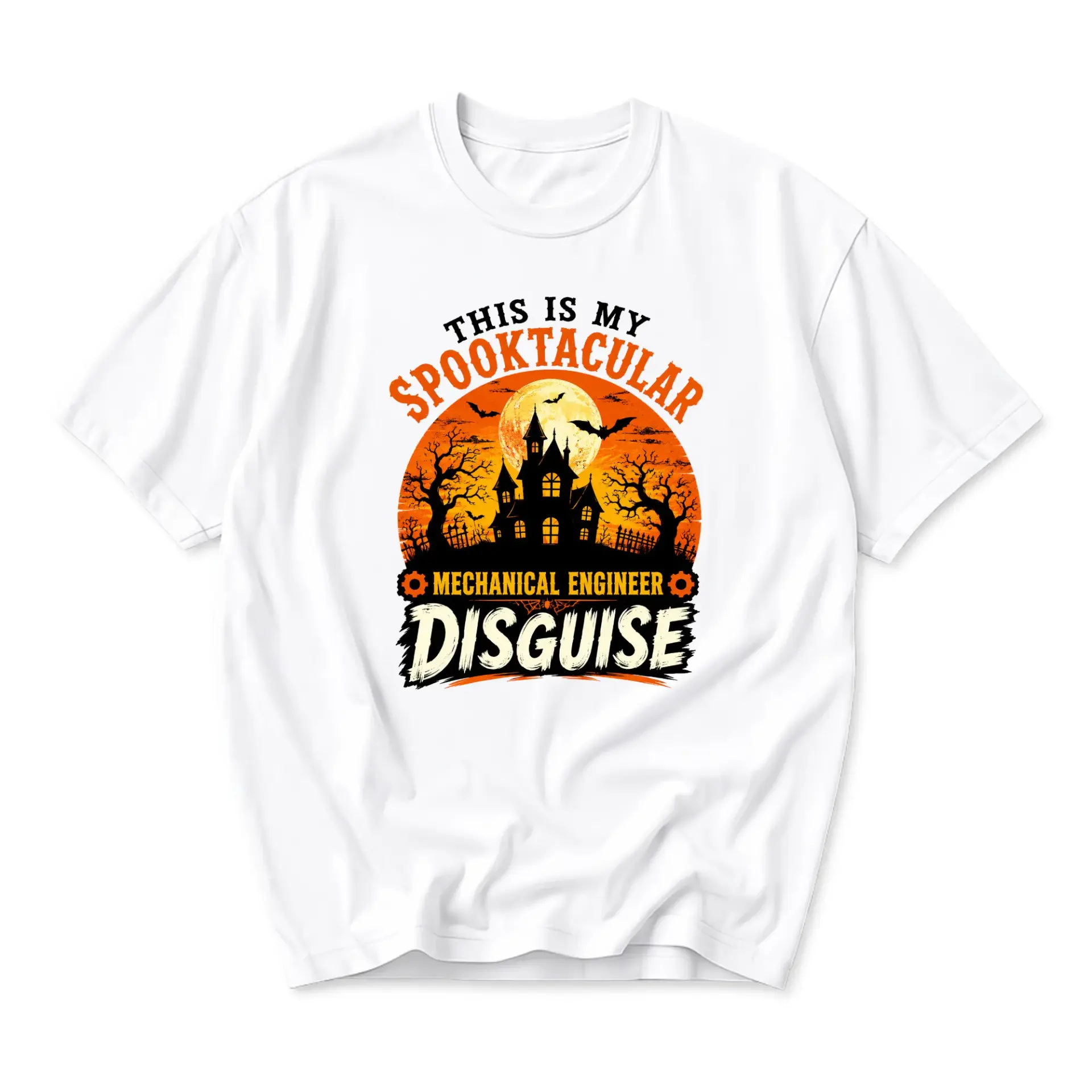 Funny Shirt Mechanical Engineer Spooktacular Halloween Costume Graphic Tee Unisex Crew Neck Casual Cotton Blend Top