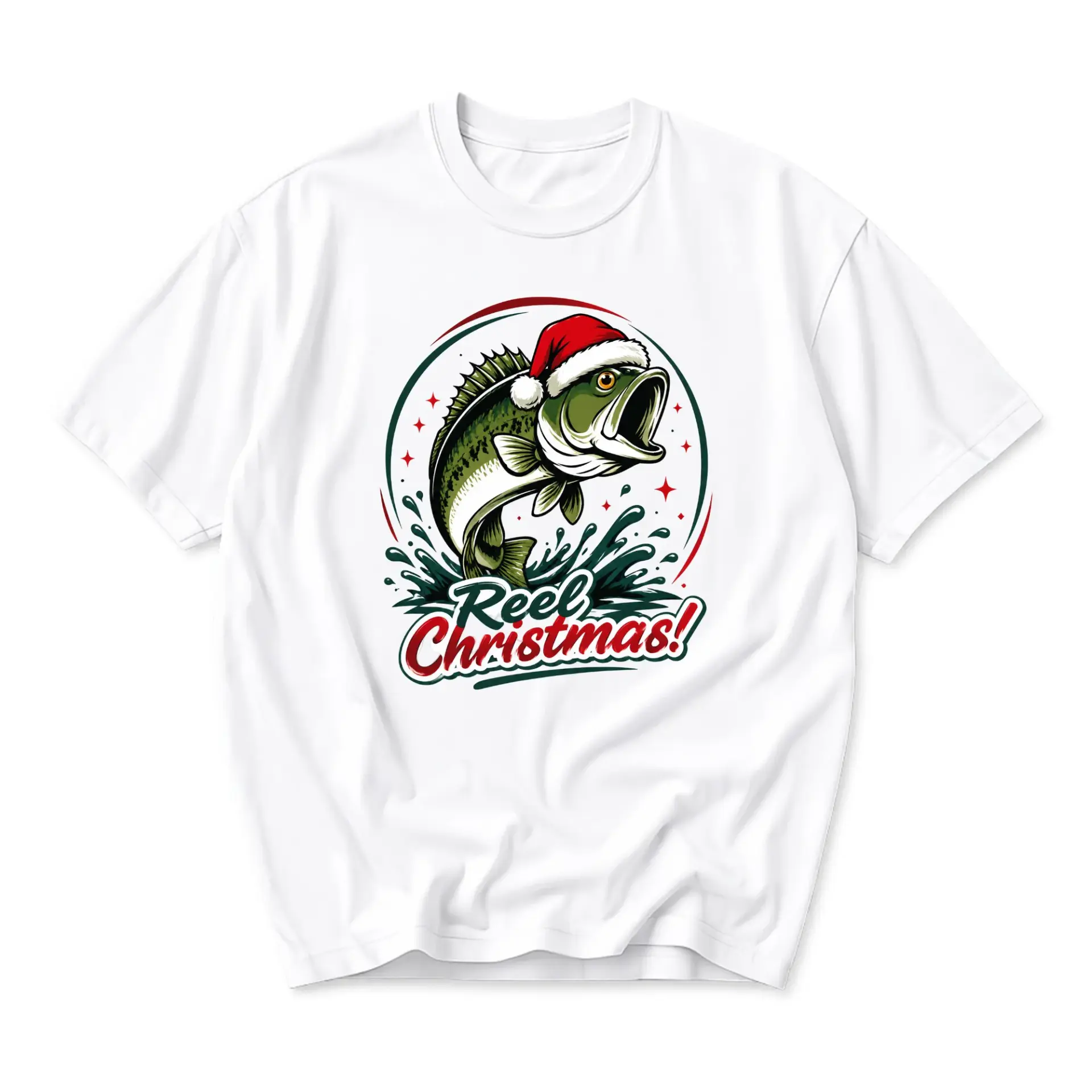 Graphic Tee Reel Christmas Fishing Holiday Unisex Shirt Soft Cotton Crew