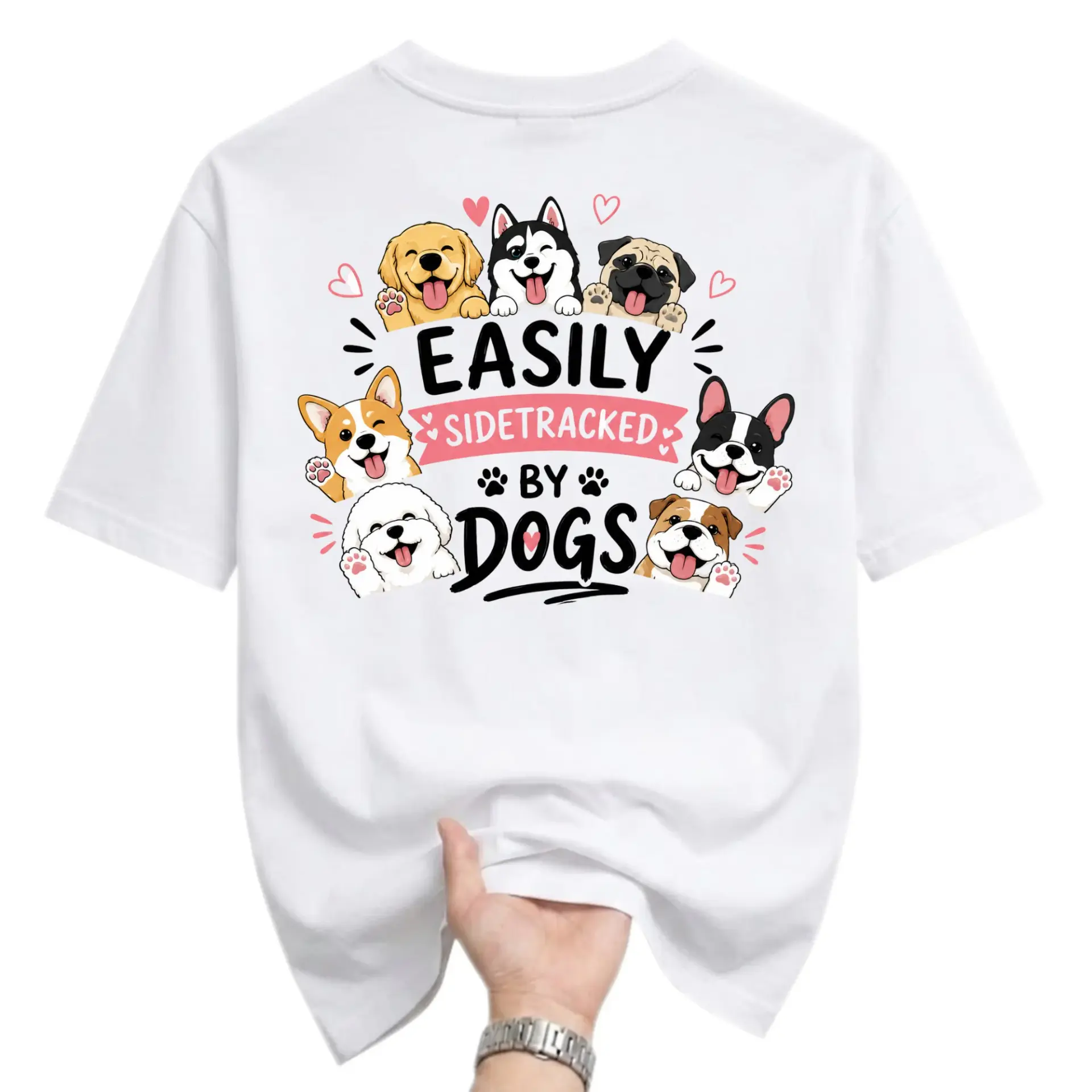 Funny Shirt Easily Sidetracked by Graphic Tee Cute Puppy Illustration