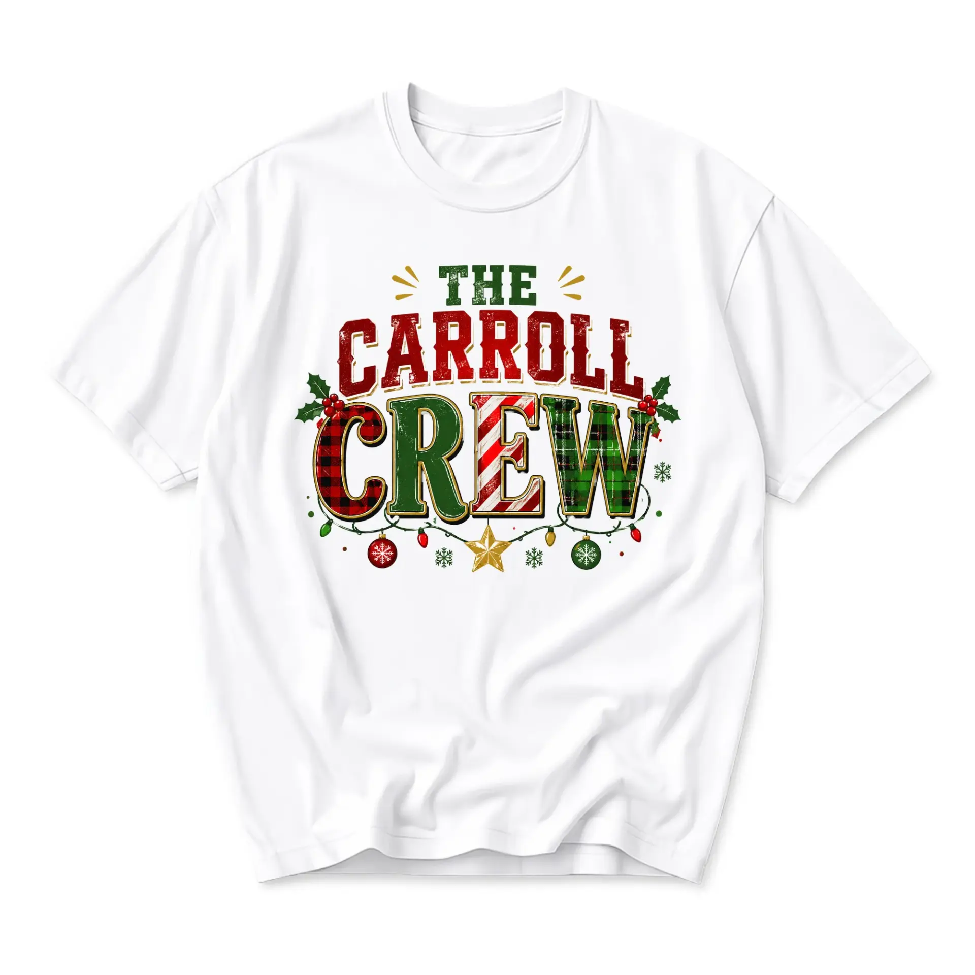 Graphic Tee the Carroll Crew Christmas Holiday Unisex T-Shirt Festive Plaid