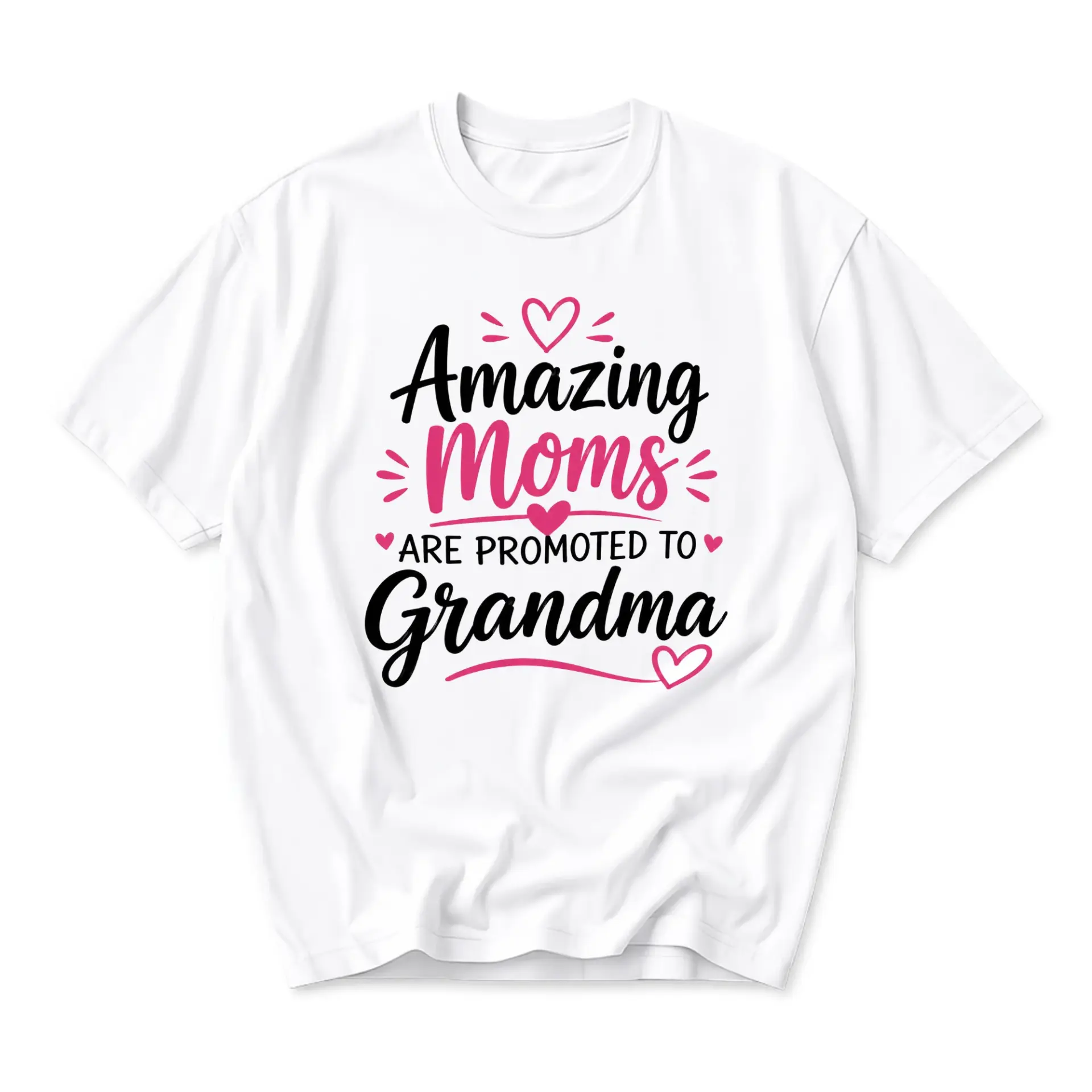 Funny Shirt Amazing Moms Are Promoted to Grandma Graphic Tee Unisex Casual Crew Neck Comfortable Cotton Blend Top