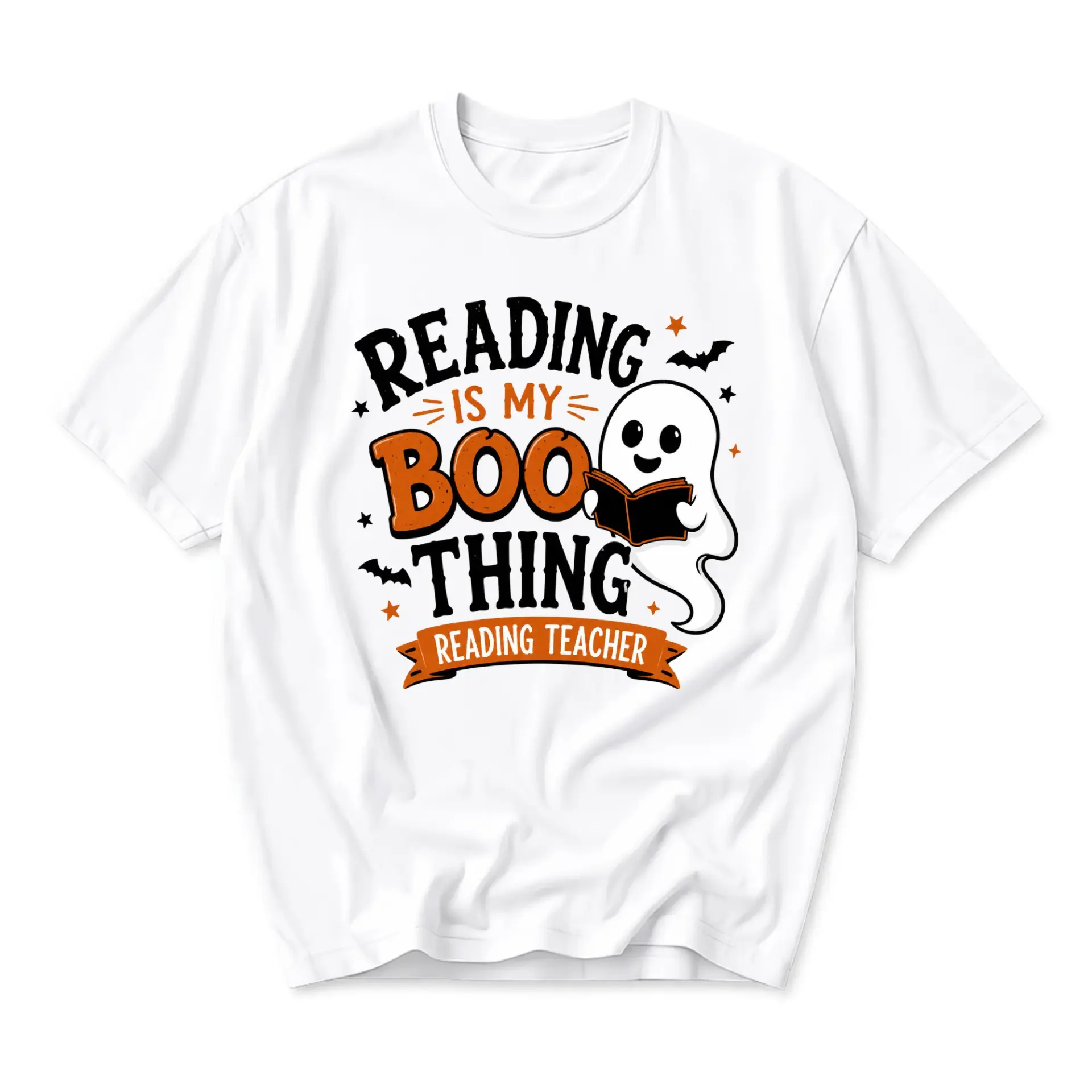 Funny Shirt Reading Is My Boo Thing Graphic Tee for Teachers Spooky Seasonal Halloween School Literature Apparel