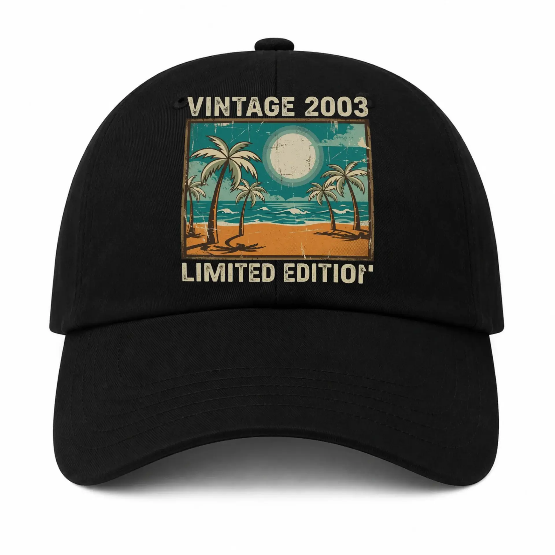 Vintage 2003 Limited Edition Tropical Beach Sunset Baseball Cap Hat