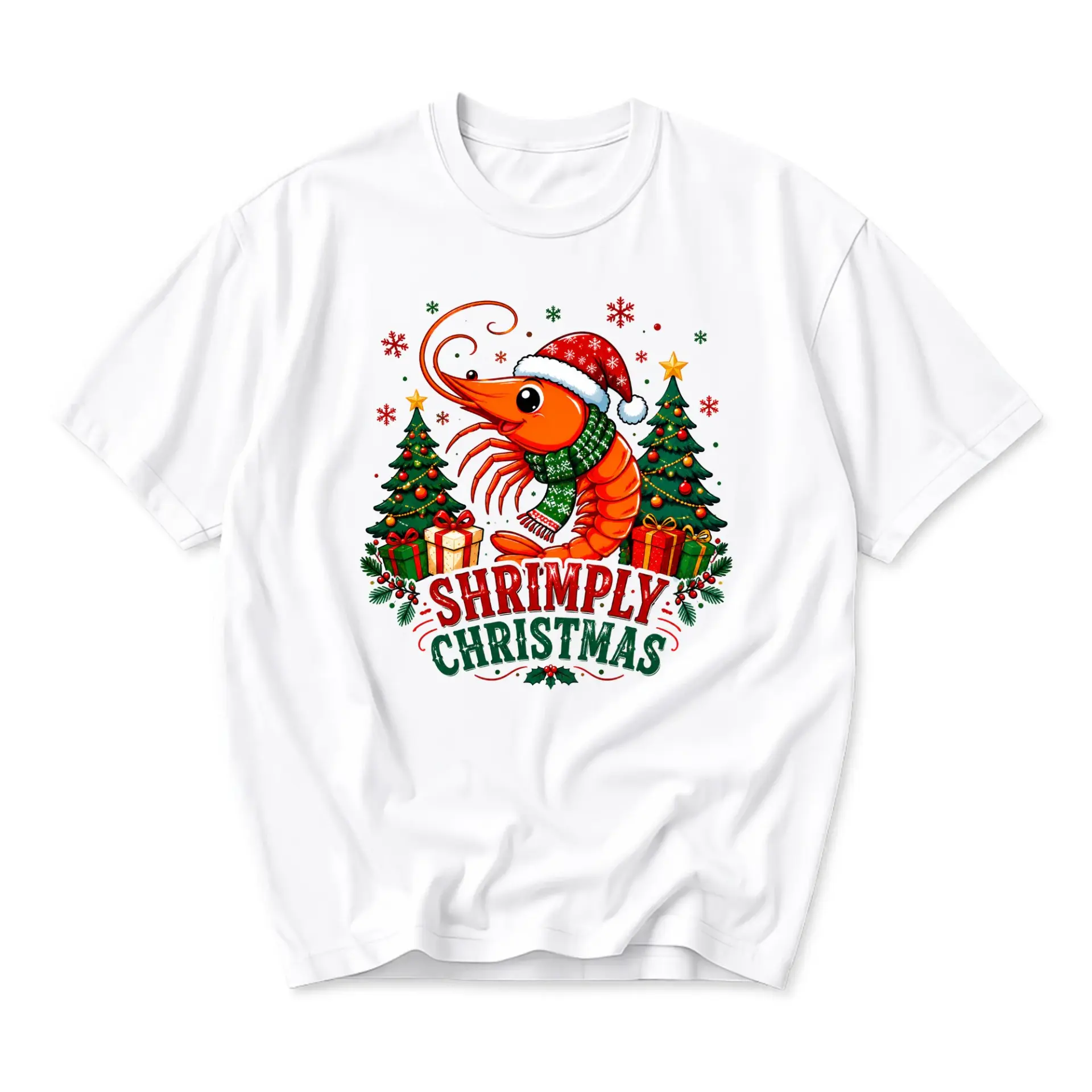 Funny Shirt Shrimply Christmas Graphic Tee Unisex Casual Apparel Festive Holiday Inspired Cotton T-Shirt