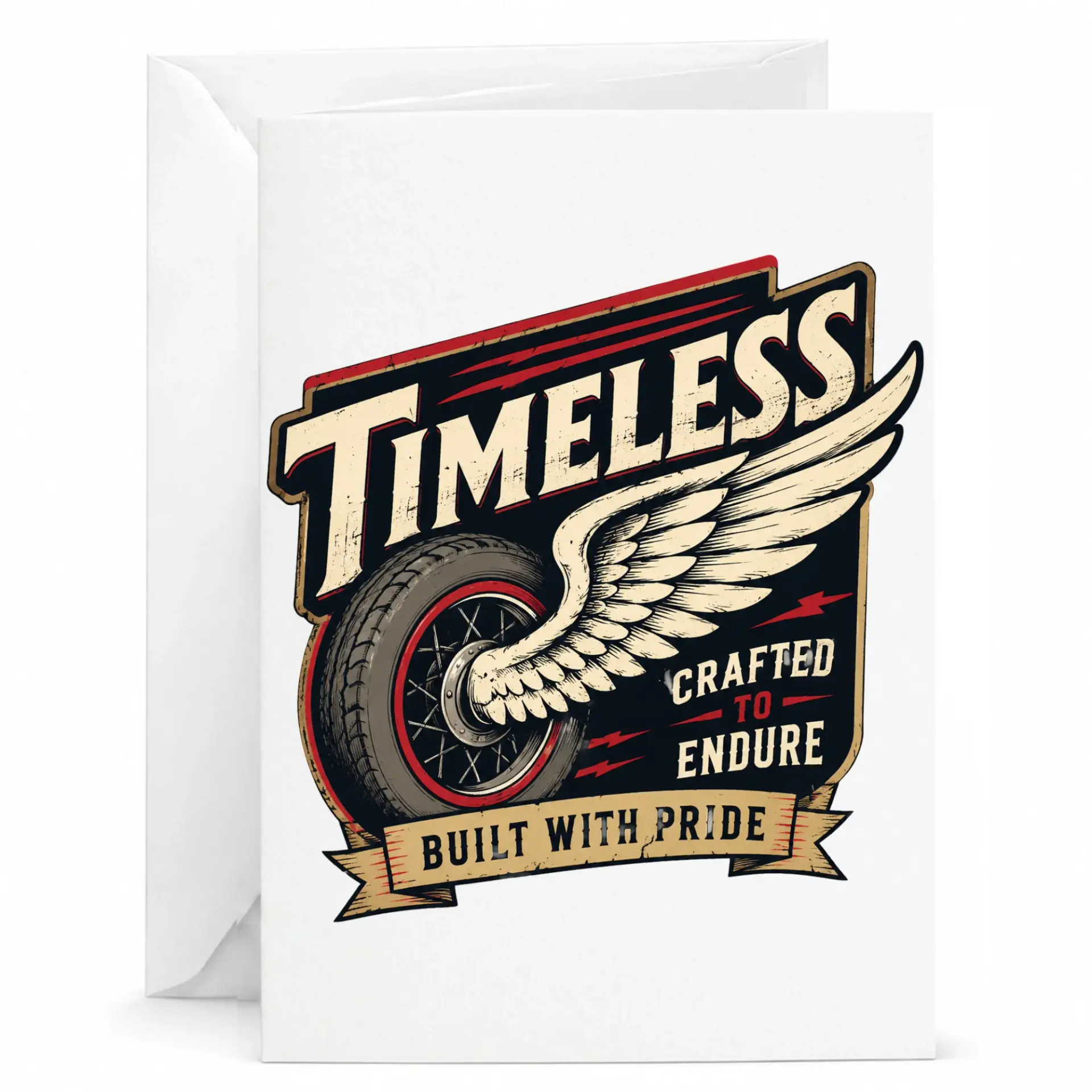 Greeting Card Timeless Crafted to Endure Vintage Motorcycle Wheel Design Stationary for Special Occasions and Celebrations