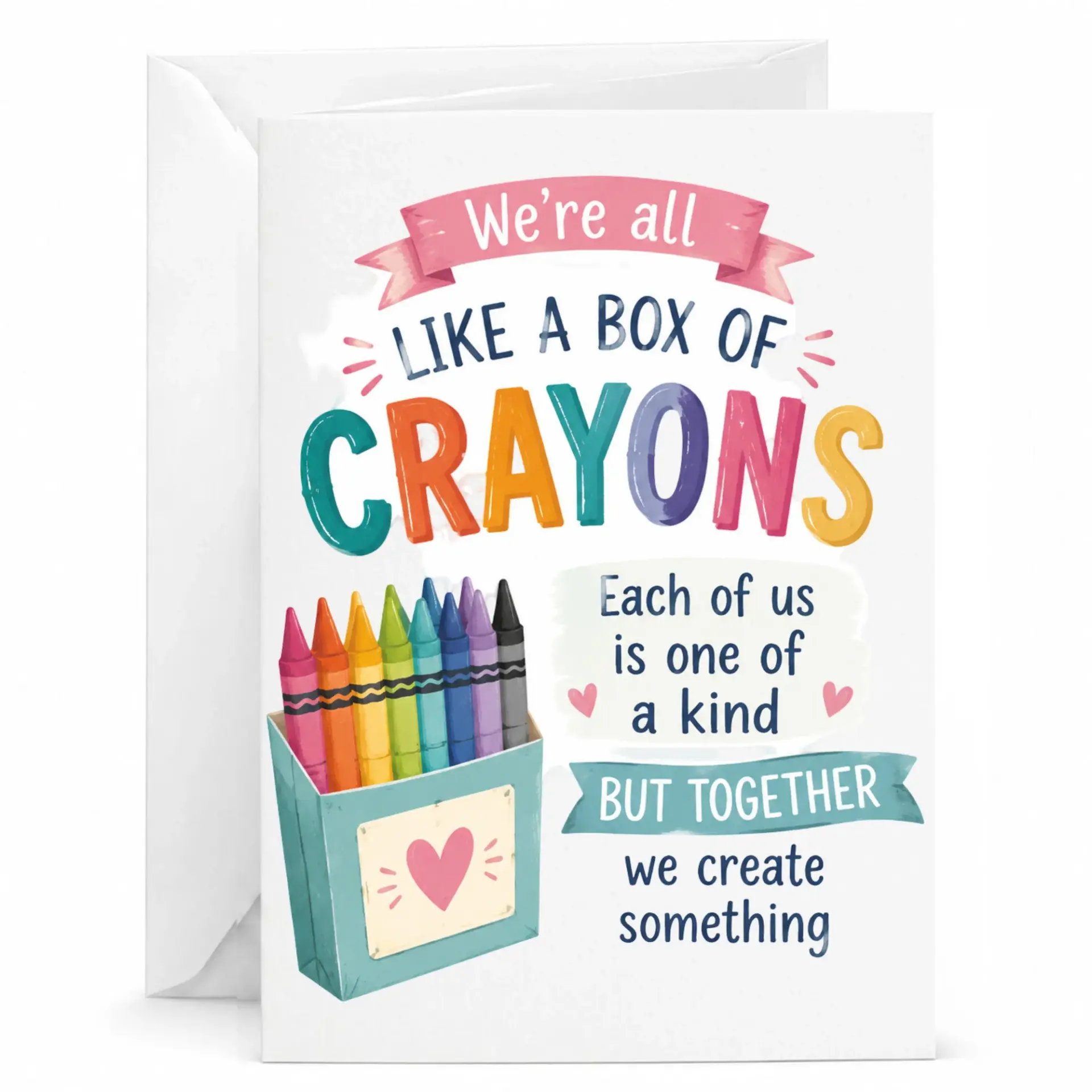 Greeting Card with Colorful Crayon Illustration Inclusivity Themed Stationary for Heartfelt Notes and Personal Messages