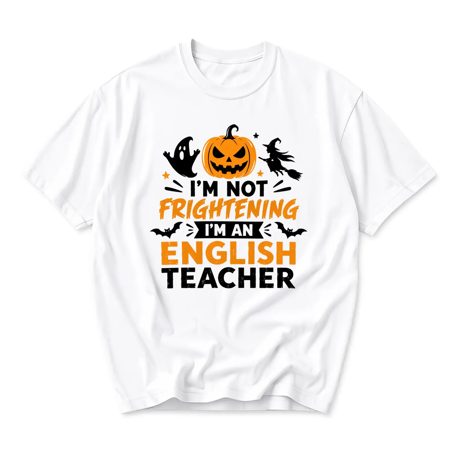 Funny Shirt English Teacher Halloween Gift Unisex Graphic Printed T-Shirt Humorous Educator Academic Apparel for School