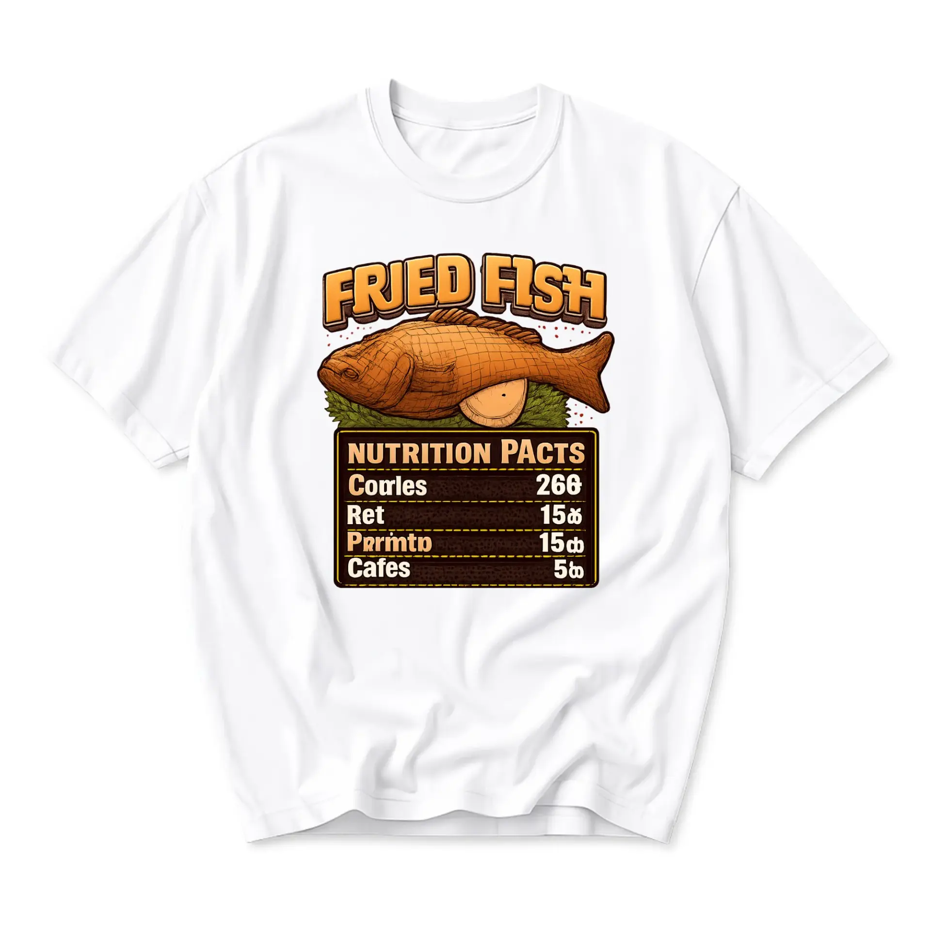 Funny Shirt Fried Fish Nutrition Pacts Graphic Tee Unisex Crew Neck Casual