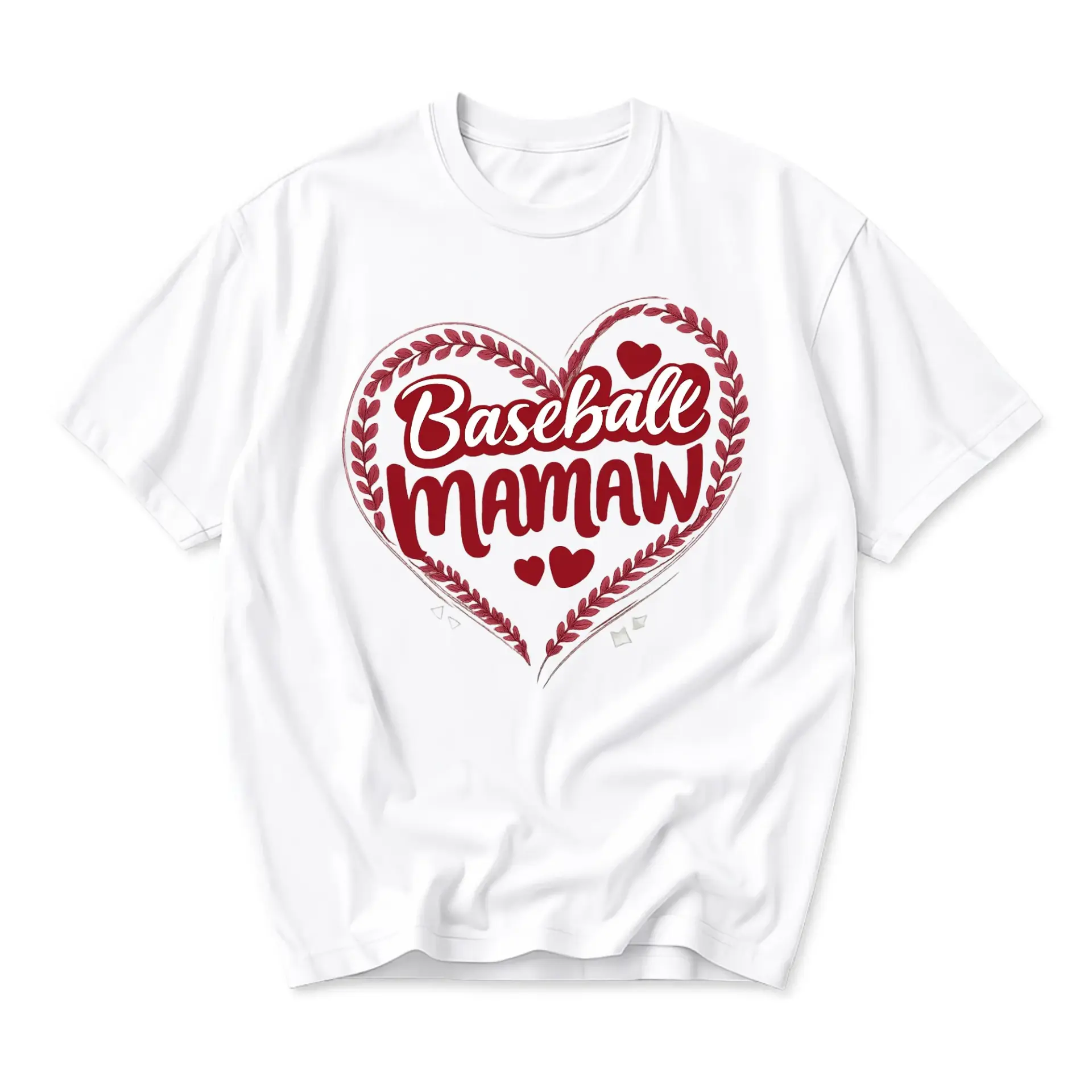 Graphic Tee Baseball Mamaw Heart Design Unisex Casual Short Sleeve Crew Neck Cotton Blend Shirt for Everyday Wear