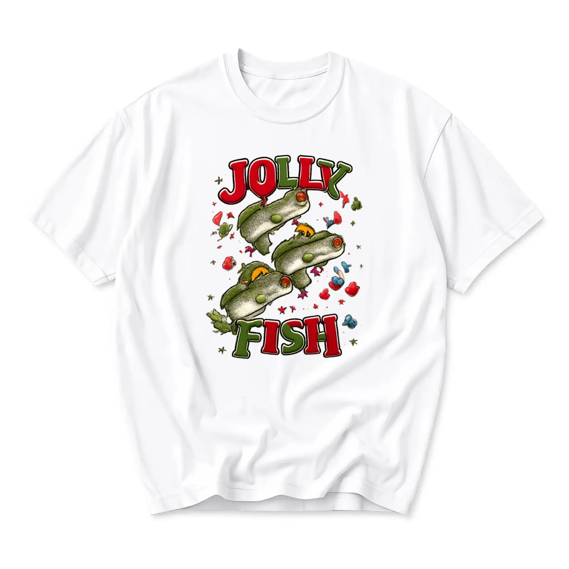 Funny Shirt Jolly Fish Graphic Printed Unisex Tee for Casual Everyday Style