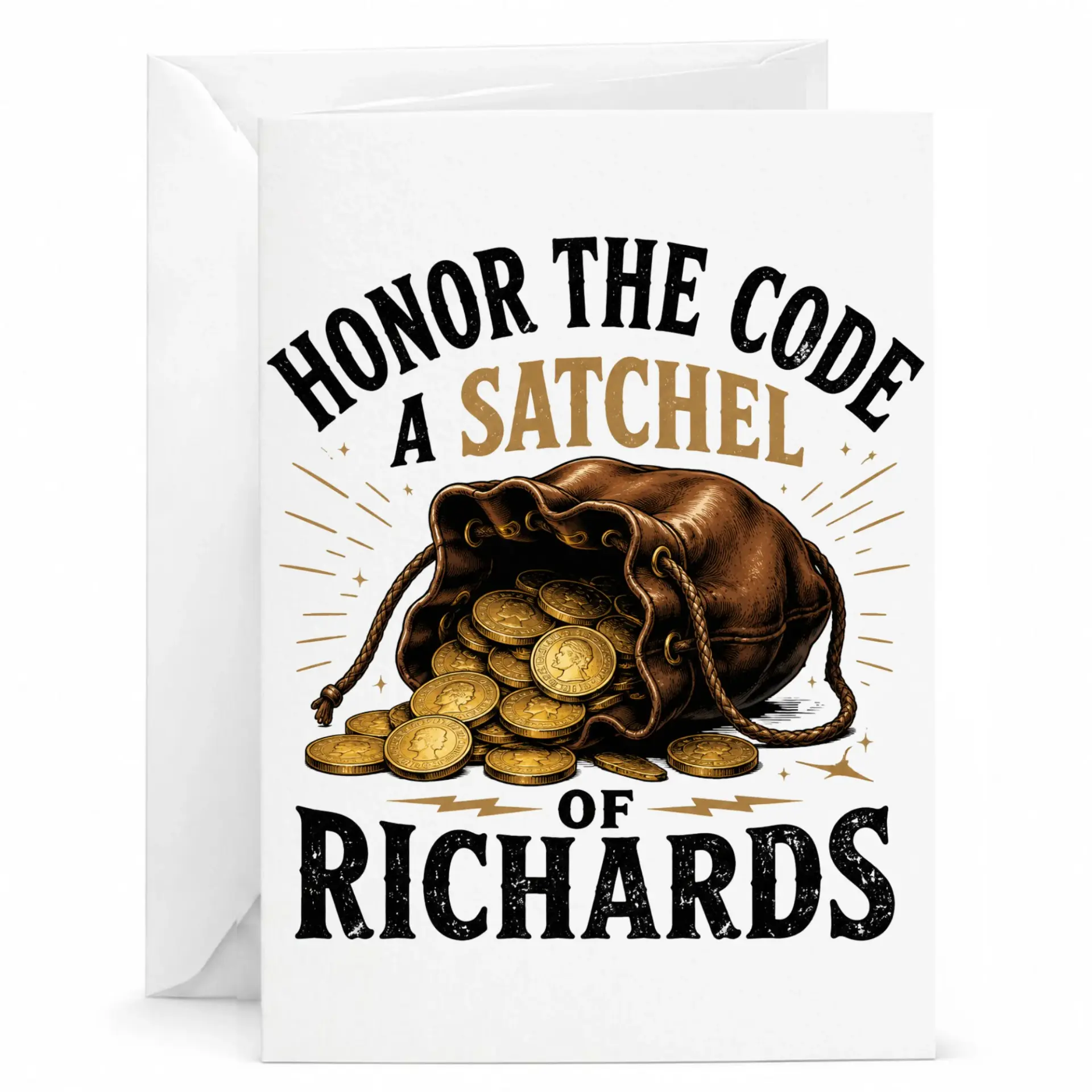 Funny Greeting Card Honor the Code a Satchel of Richards Humorous Pun Note Card with Matching White Envelope