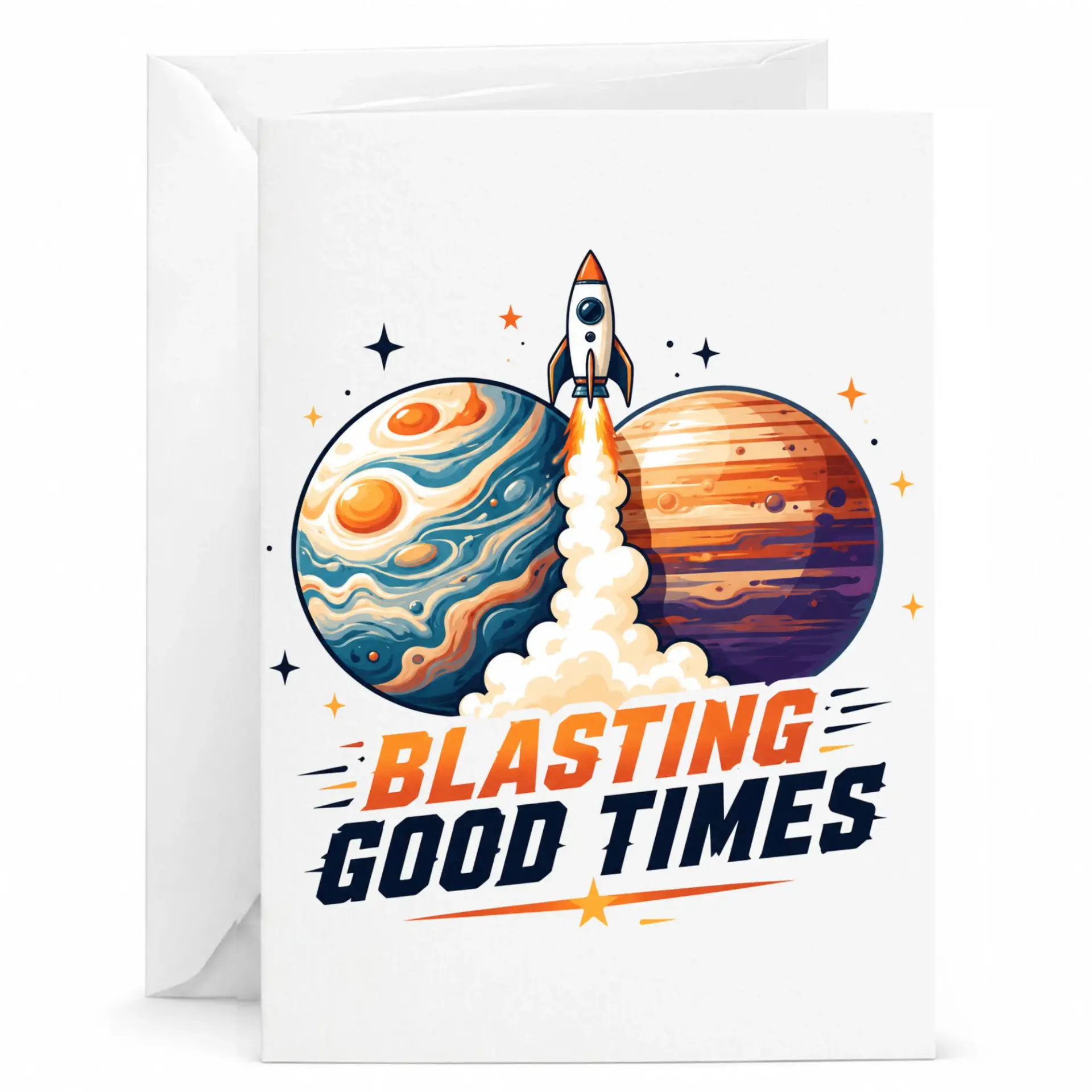 Greeting Card Blasting Good Times Design