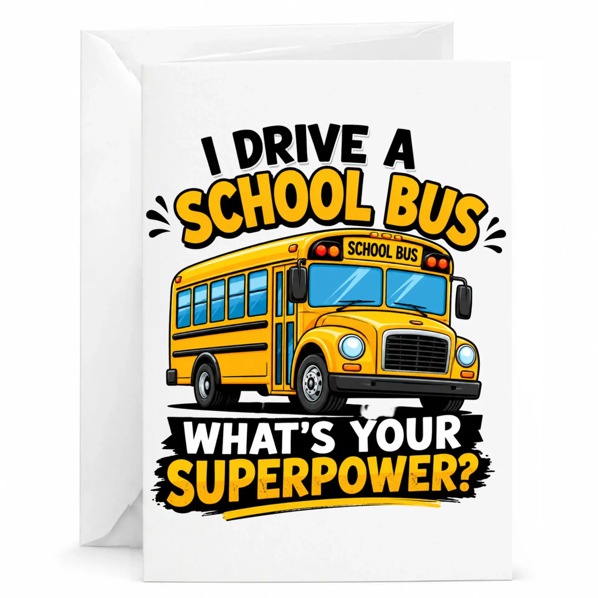 Greeting Card I a School Bus Whats Your Superpower Funny Professional Driver Appreciation Note for Any Occasion