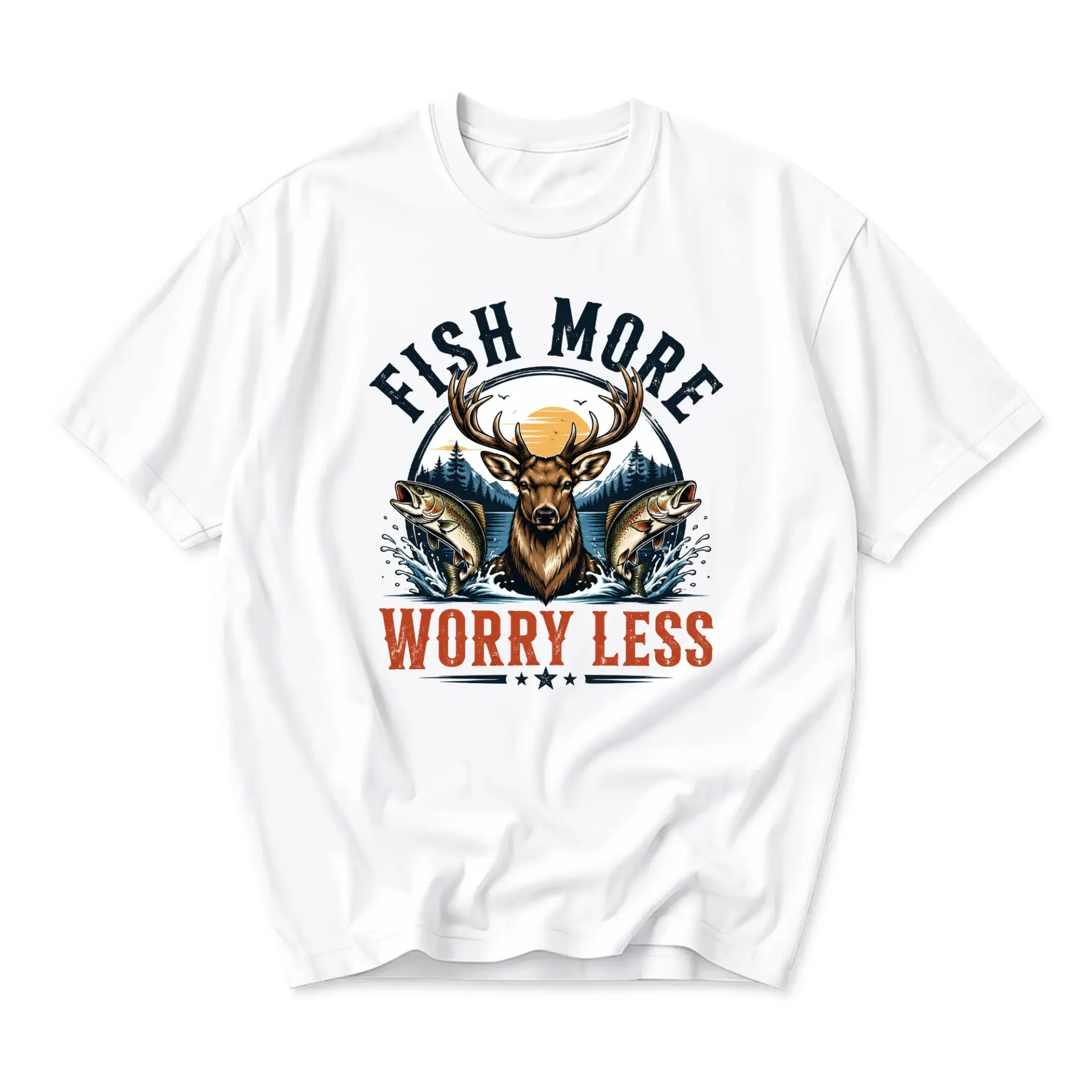 Graphic Tee Fish More Outdoor Adventure Illustration Unisex Casual Crew