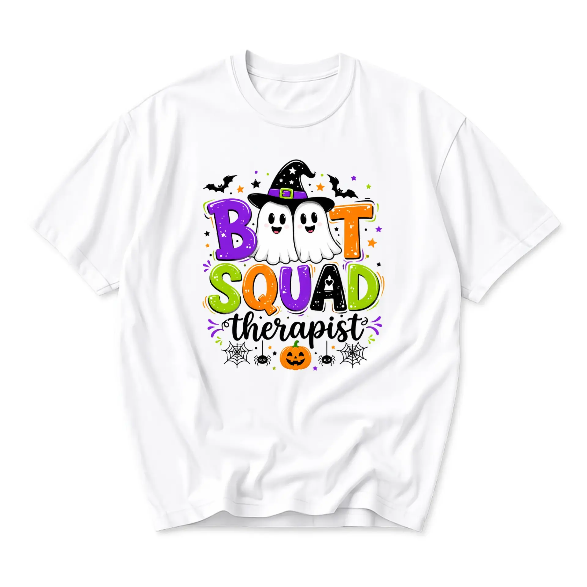 Funny Shirt Boot Squad Therapist Ghost Halloween Graphic Tee Unisex Crew Neck Comfortable Casual Cotton Top