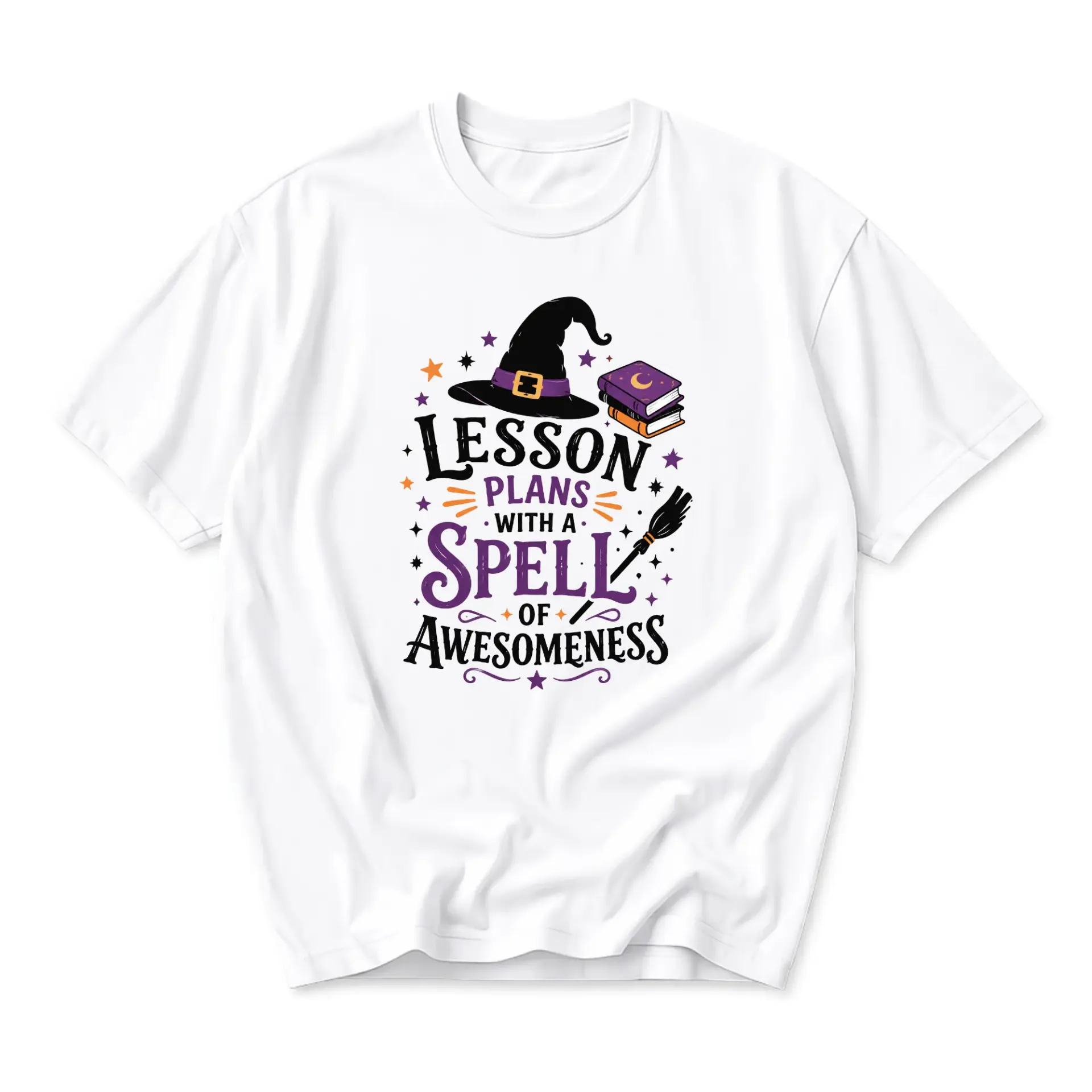 Funny Shirt Lesson Plans with a Spell of Awesomeness Graphic Tee Unisex Crew Neck Casual Wear White T-Shirt