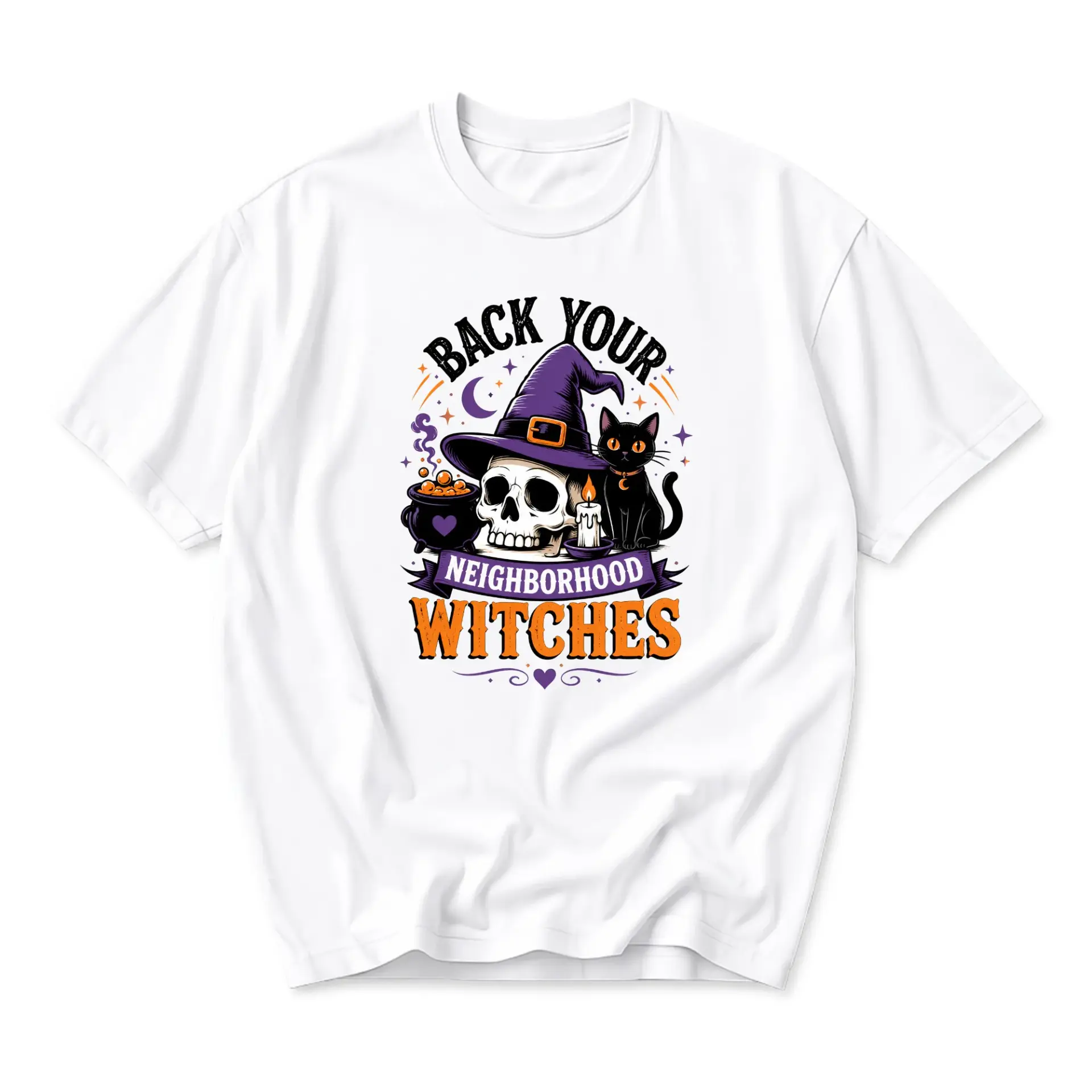 Funny Shirt Back Your Neighborhood Witches Graphic Tee Casual Spooky Seasonal Top for Comfortable Everyday Wear
