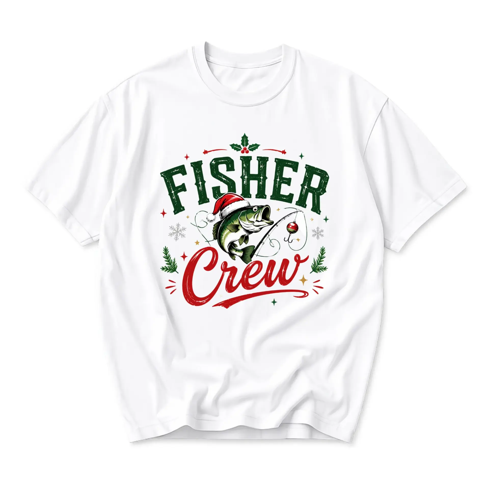 Graphic Tee Fisher Crew Christmas Fishing Lover Unisex T-Shirt Seasonal