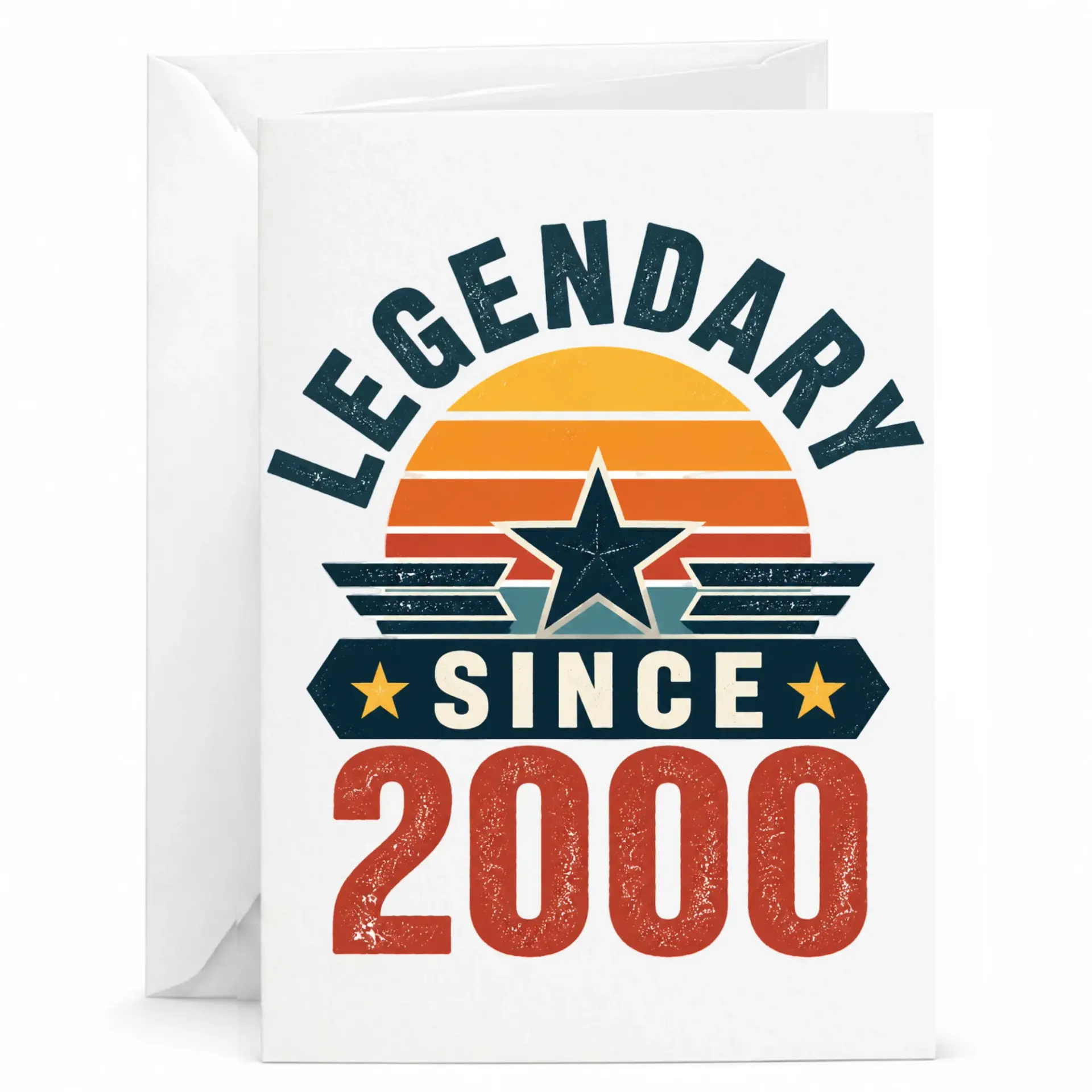 Birthday Card Legendary Since 2000 Vintage Style Greeting Card for Birthday Milestone Celebration with Envelope
