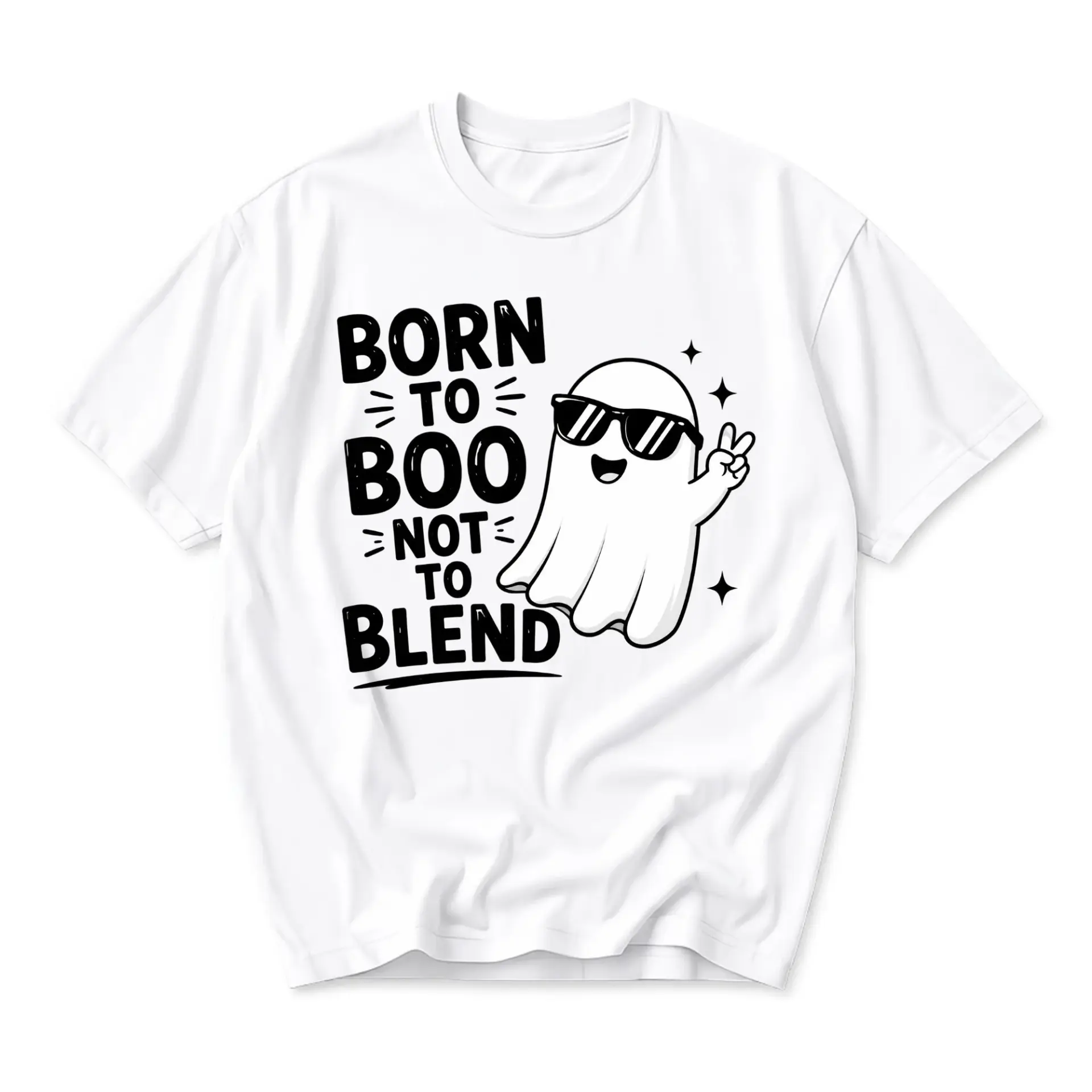 Funny Shirt Born to Boo Not to Blend Graphic Tee Unisex Casual Crew Neck Soft Cotton Blend Everyday Outfit Top