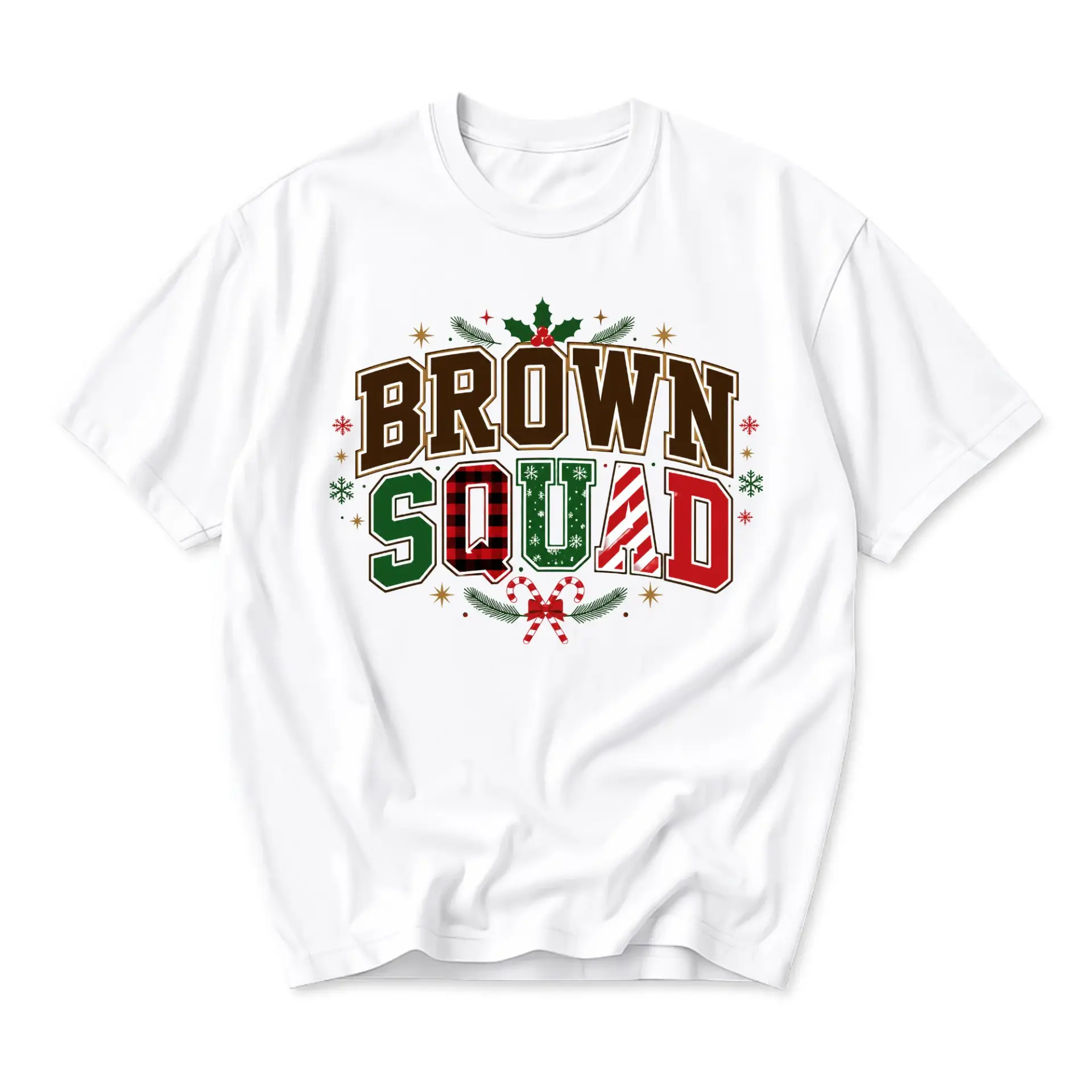 Graphic Tee Brown Squad Christmas Theme Unisex Crew Neck Short Sleeve Shirt