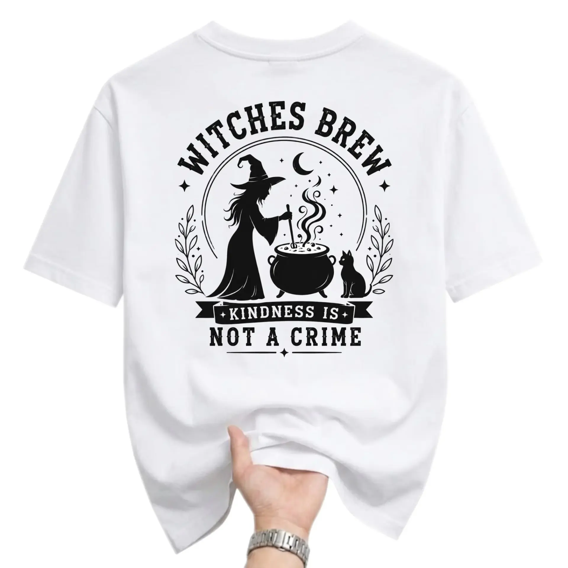 Graphic Tee Witches Brew Kindness Is Not a Crime Unisex Shirt Casual Short Sleeve Cotton Crew Neck Top for Everyday