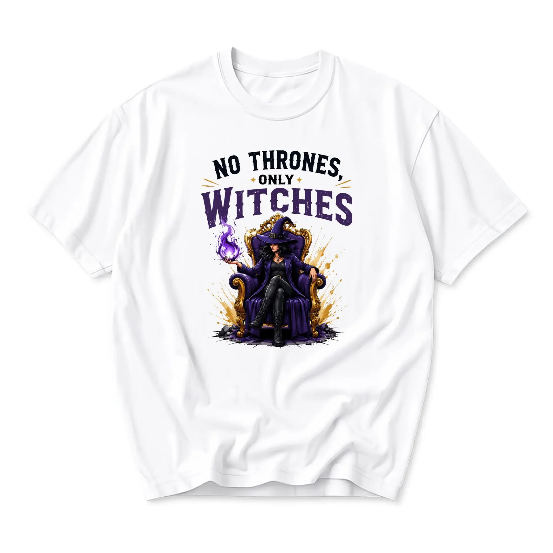 Graphic Tee Unisex Crew Neck Shirt No Thrones Only Witches Fantasy Inspired Casual Cotton Everyday Apparel