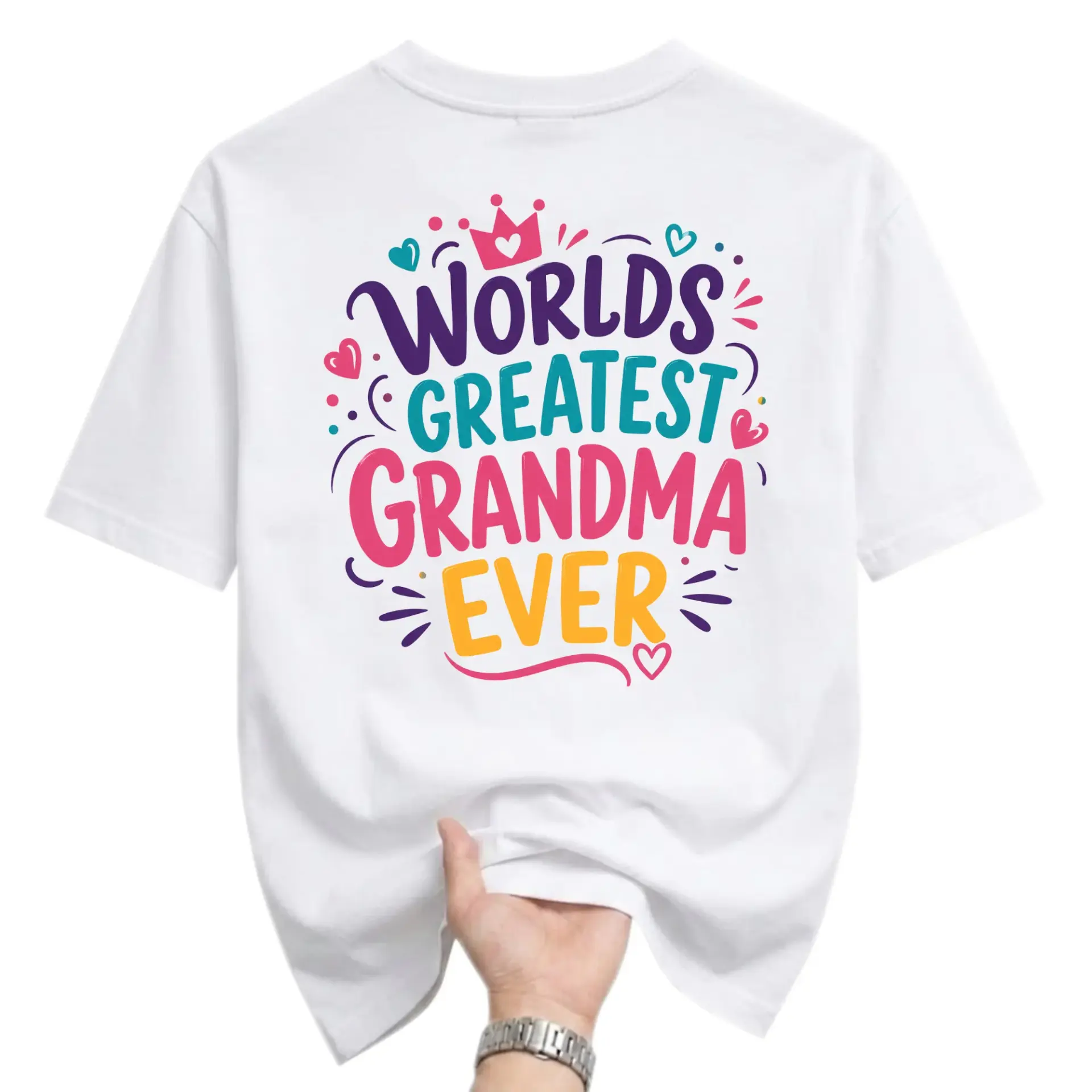 Graphic Tee Worlds Greatest Grandma Ever Casual Unisex Shirt for Women Soft Cotton Blend Crew Neck Short Sleeve Top