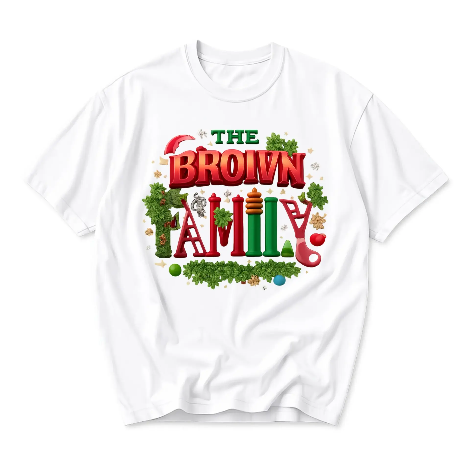 Graphic Tee the Brown Family Christmas Holiday Custom Design Unisex Crew