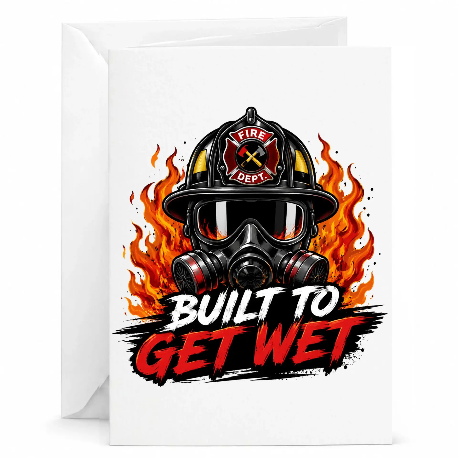 Funny Firefighter Greeting Card Built to Get Wet Emergency Services Appreciation Humor Card for Professionals