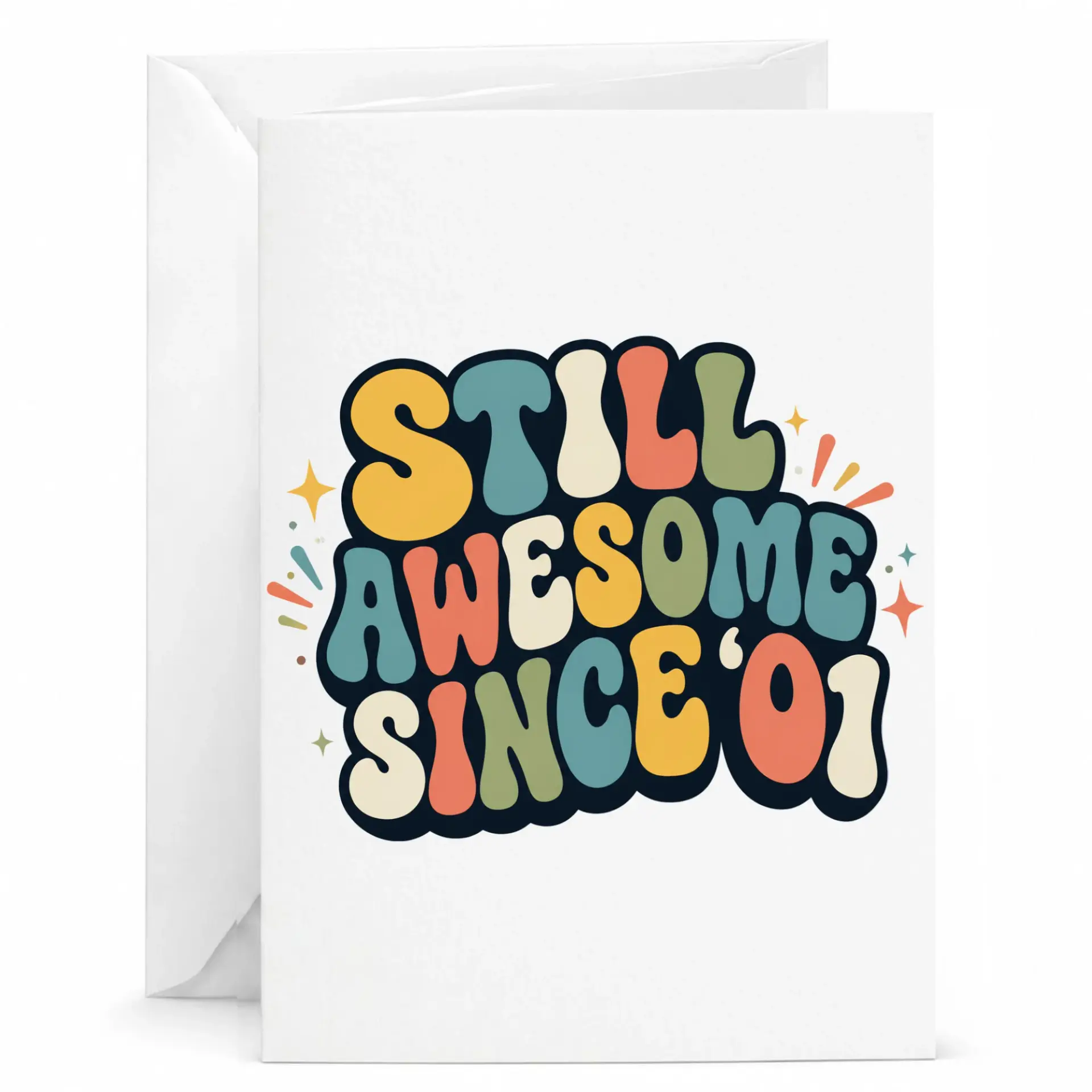 Birthday Card Still Awesome Since 01 Retro Typography Greeting Card for Milestone Celebrations and Birthdays
