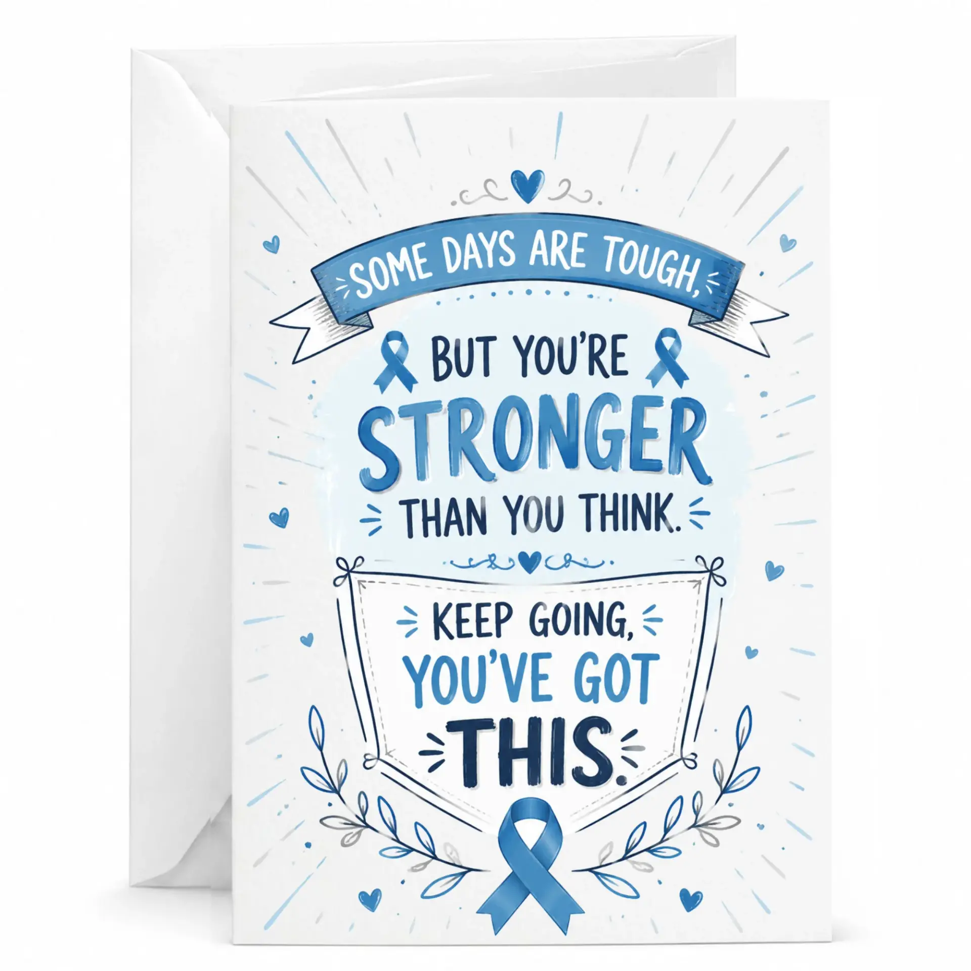 Encouragement Greeting Card with Inspirational Message for Strength and Support, 5x7 Folded Note for Hard Times