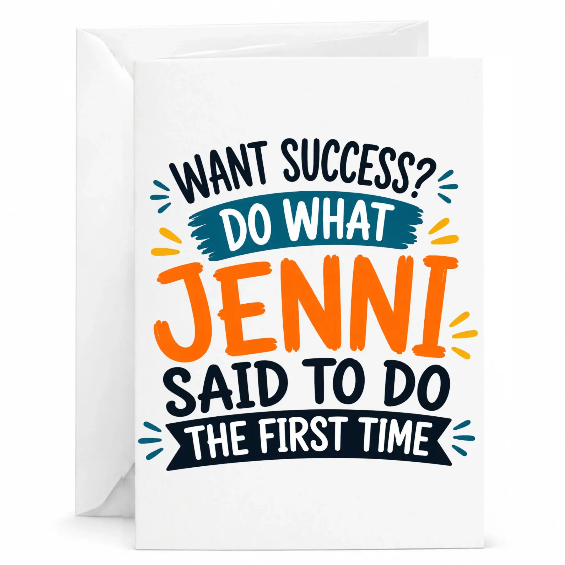 Funny Greeting Card Featuring Humorous Quote About Success for Friends and Coworkers Personalized Message Note