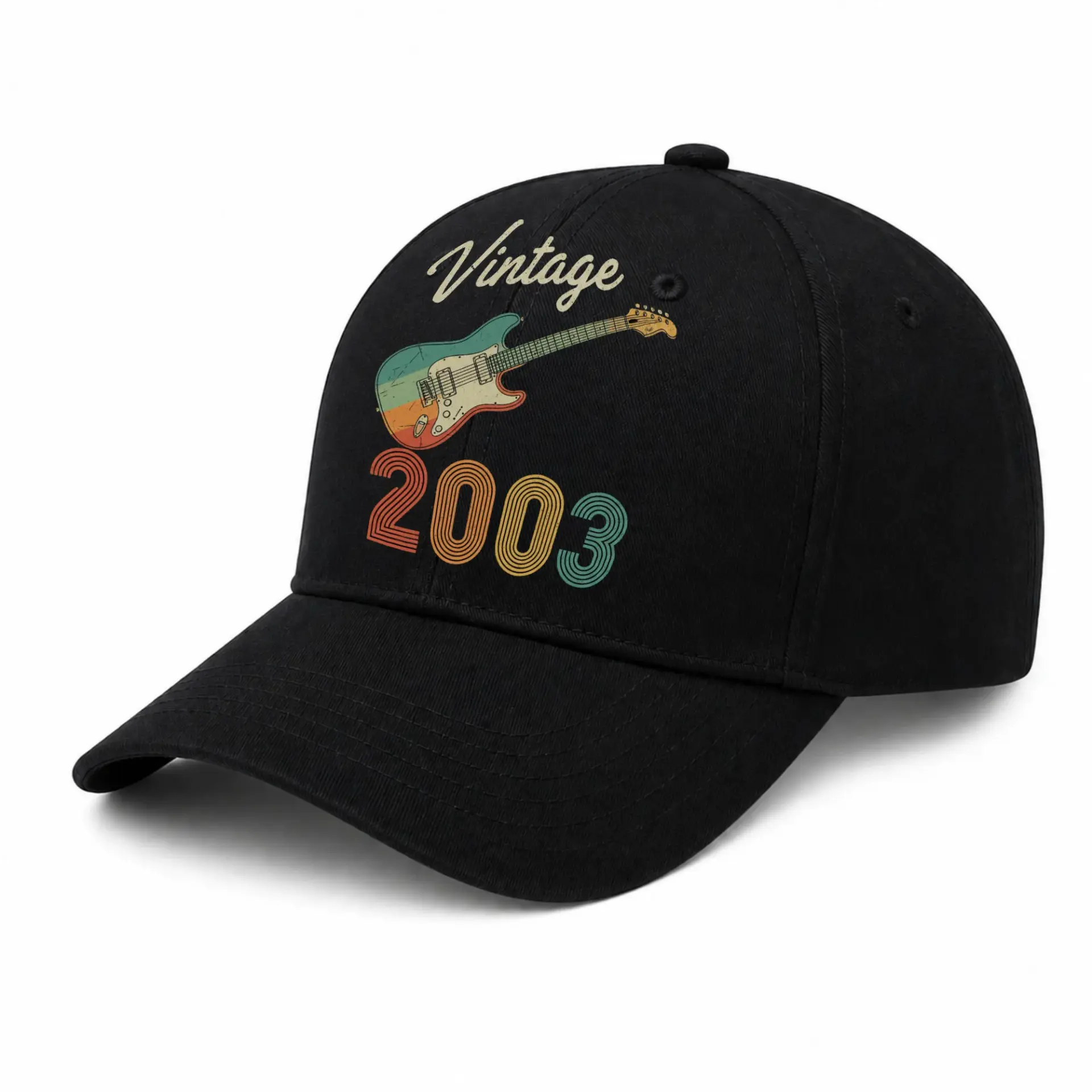Baseball Cap Vintage 2003 Guitar Design Retro Music Theme Dad Hat