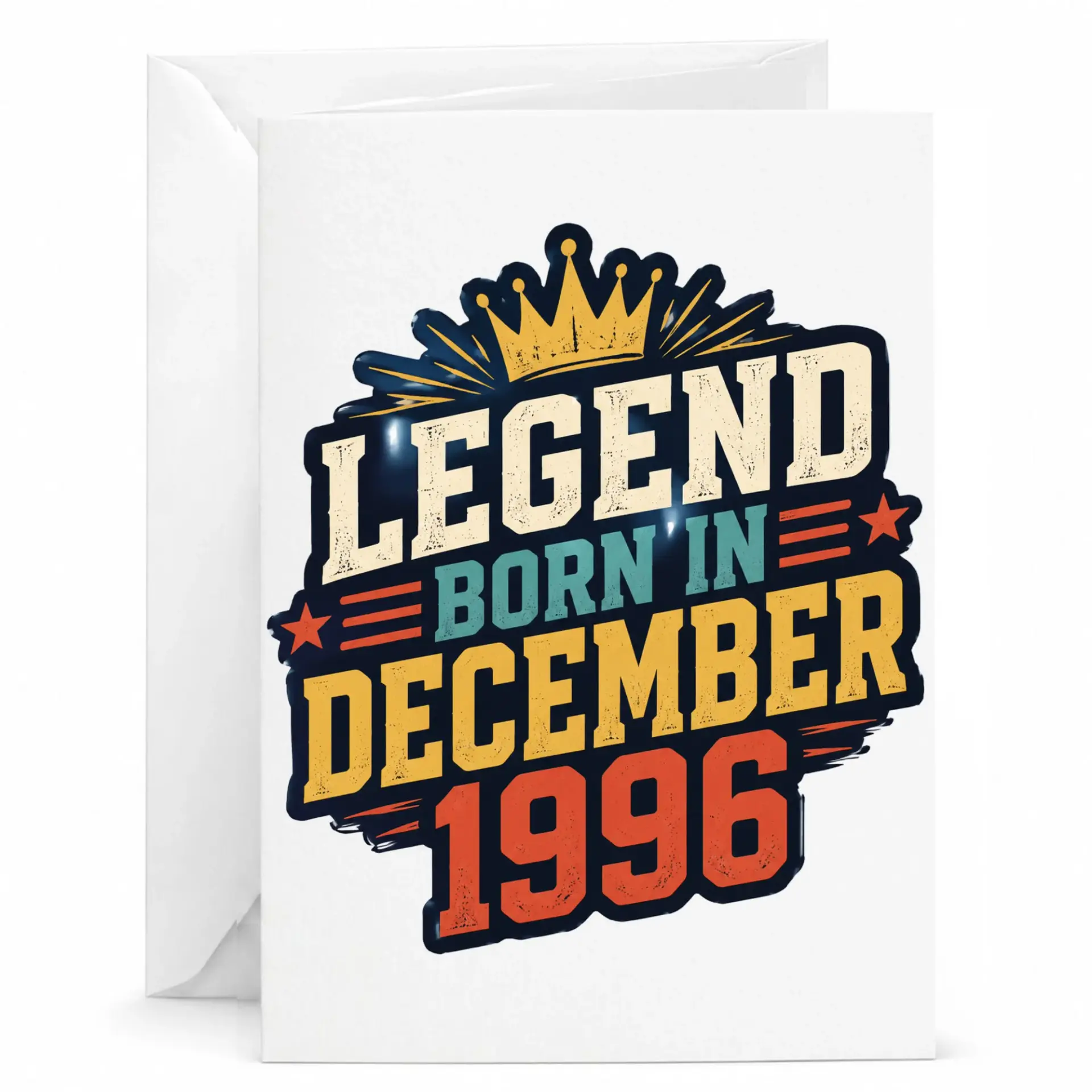 Birthday Card Legend Born in December 1996 Vintage Retro Style Greeting Card for Special Birthday Milestone Celebration