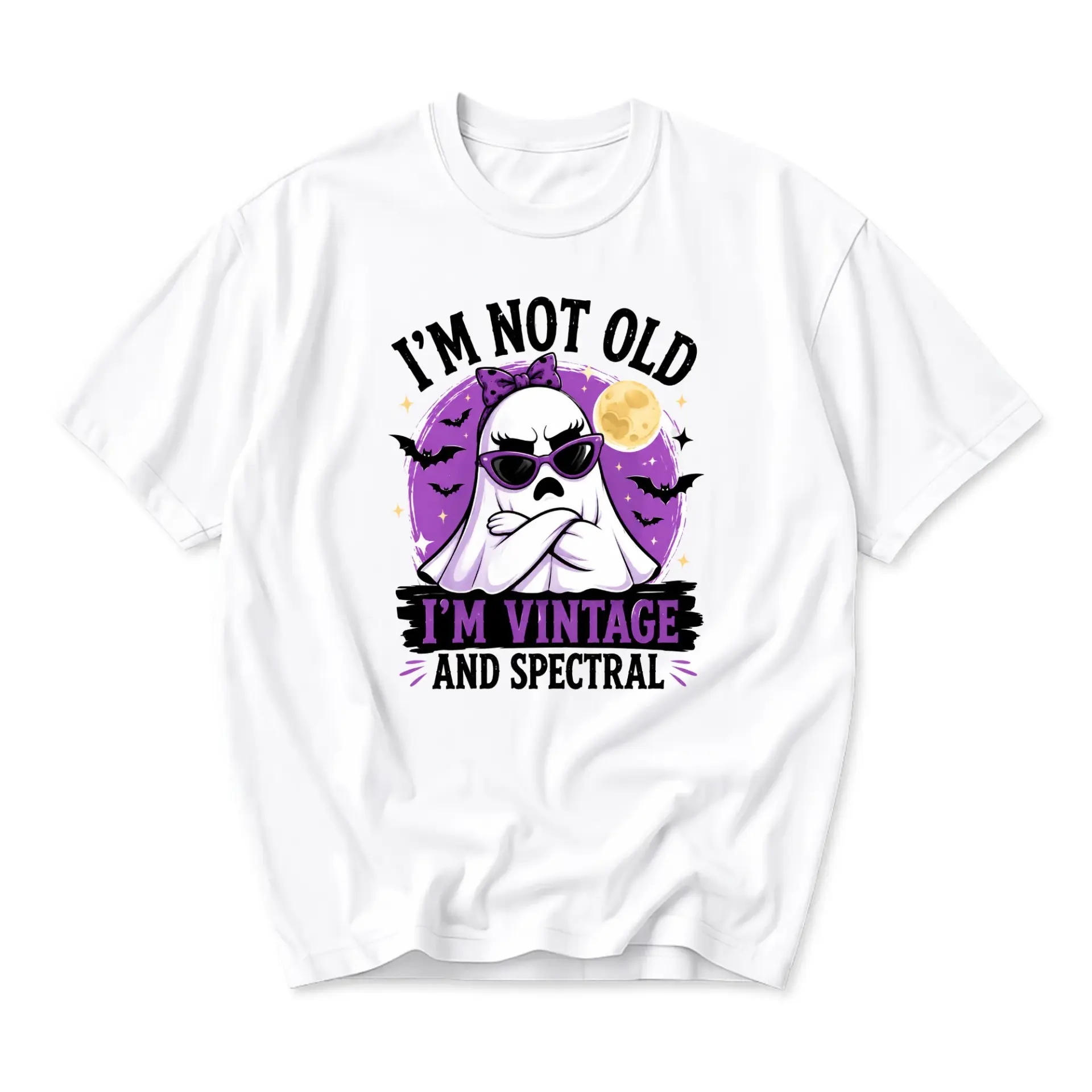 Funny Shirt I'm Not Old I'm Vintage and Spectral Ghost Graphic Tee Unisex Casual Short Sleeve Crew Neck Cotton Top