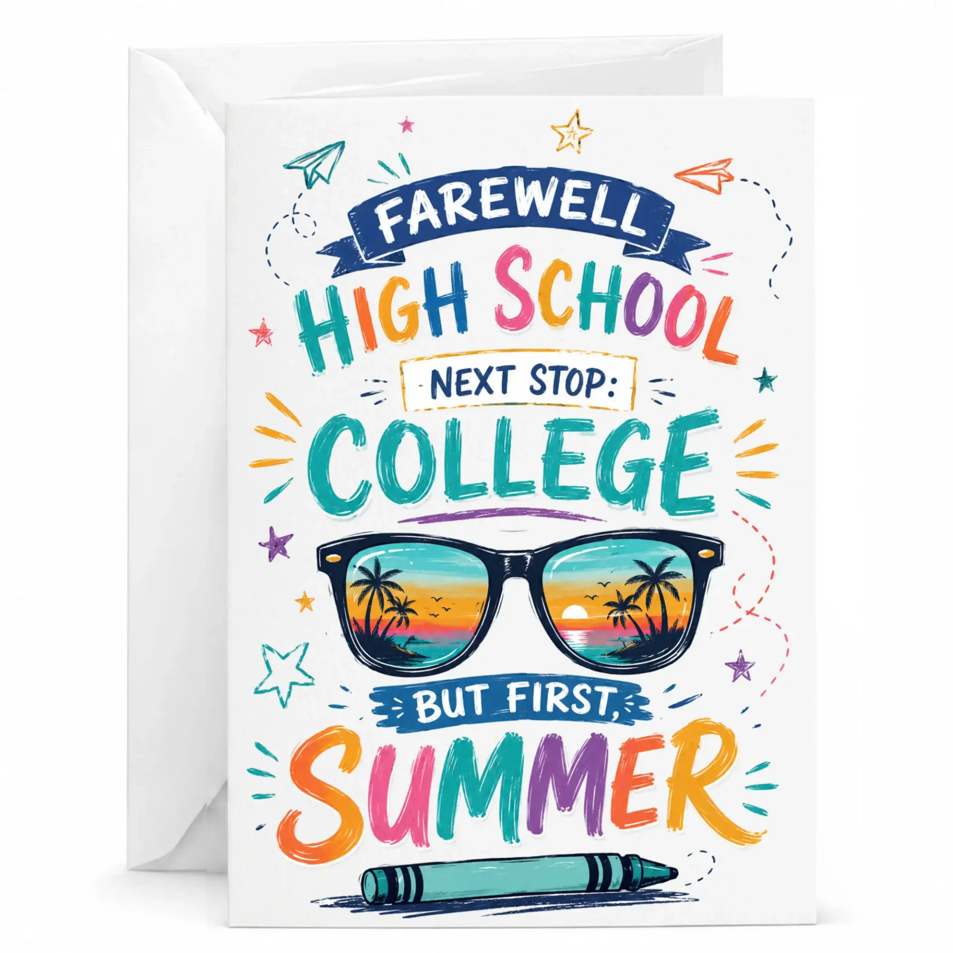 Farewell High School College Summer Greeting Card Congratulations Graduation Note for Future Travels and Holidays