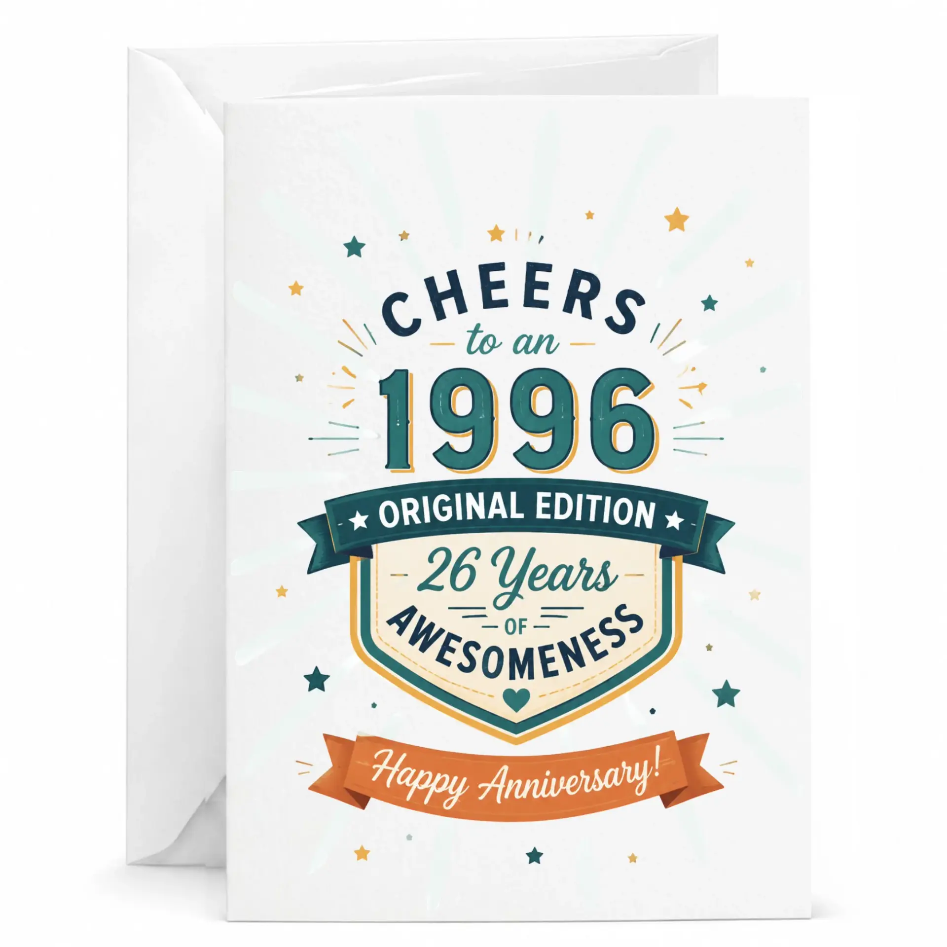 Birthday Greeting Card 1996 Original Edition 26 Years of Awesomeness Anniversary Stationery for Milestone Celebrations