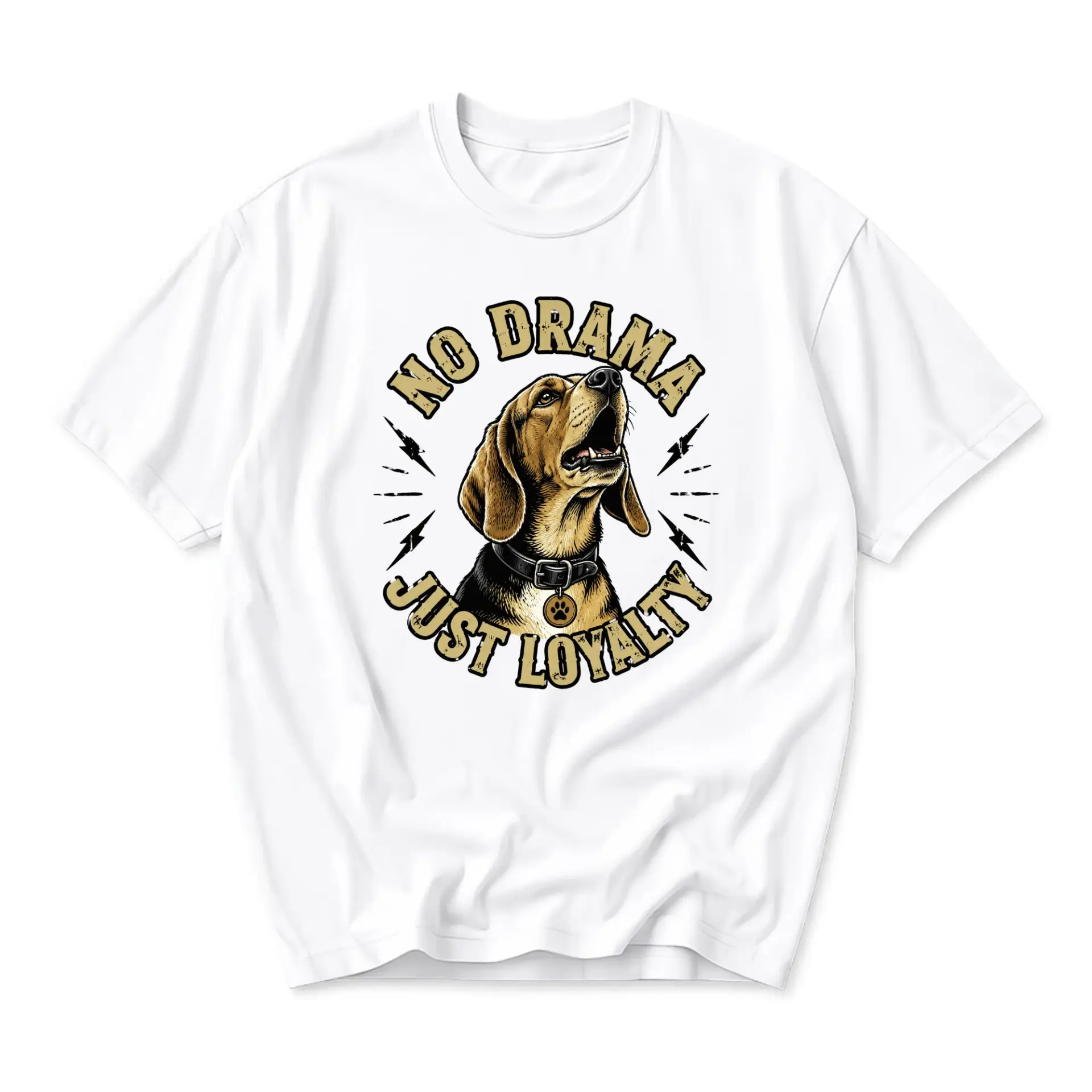 Funny Shirt No Peace Only Noise Graphic Tee Unisex Crew Neck Short Sleeve Cotton Blend Casual Top for Animal Lovers - Girl Dad - White
