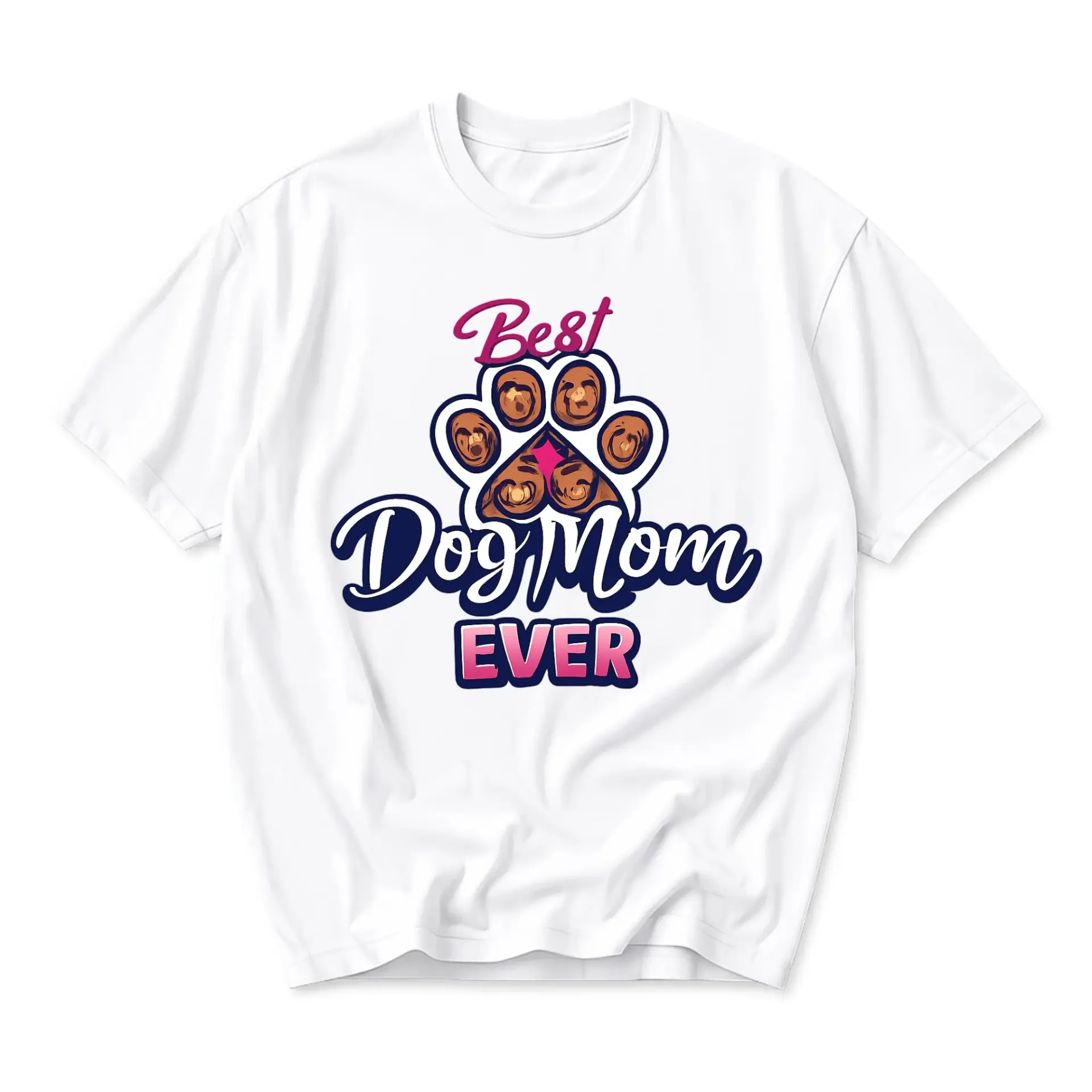Funny Shirt Best Dog Mom Ever Graphic Printed Tee Casual Unisex Crew Neck