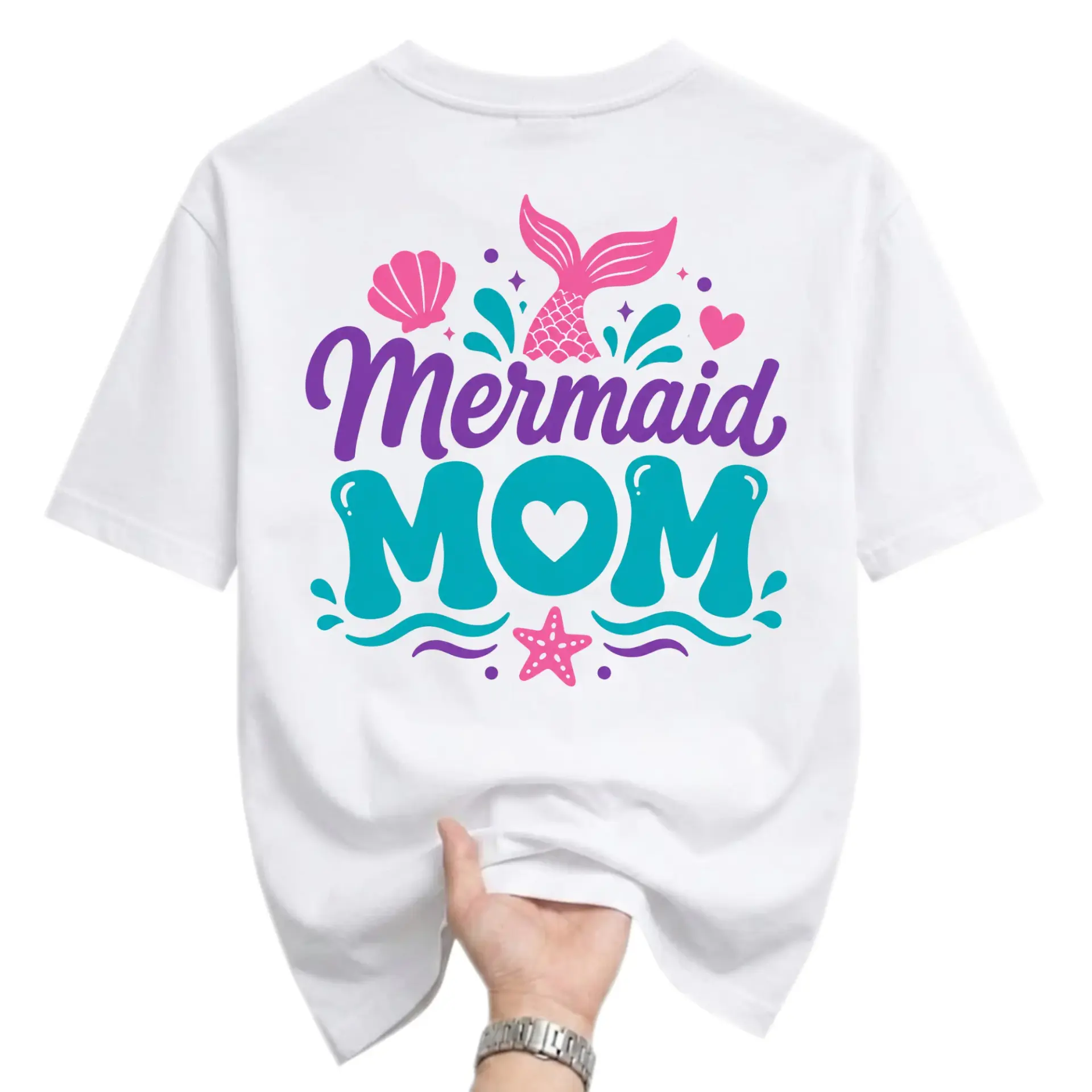 Graphic Tee Mermaid Mom Underwater Themed Illustration Soft Cotton Casual Short Sleeve Unisex Crew Neck Apparel Top