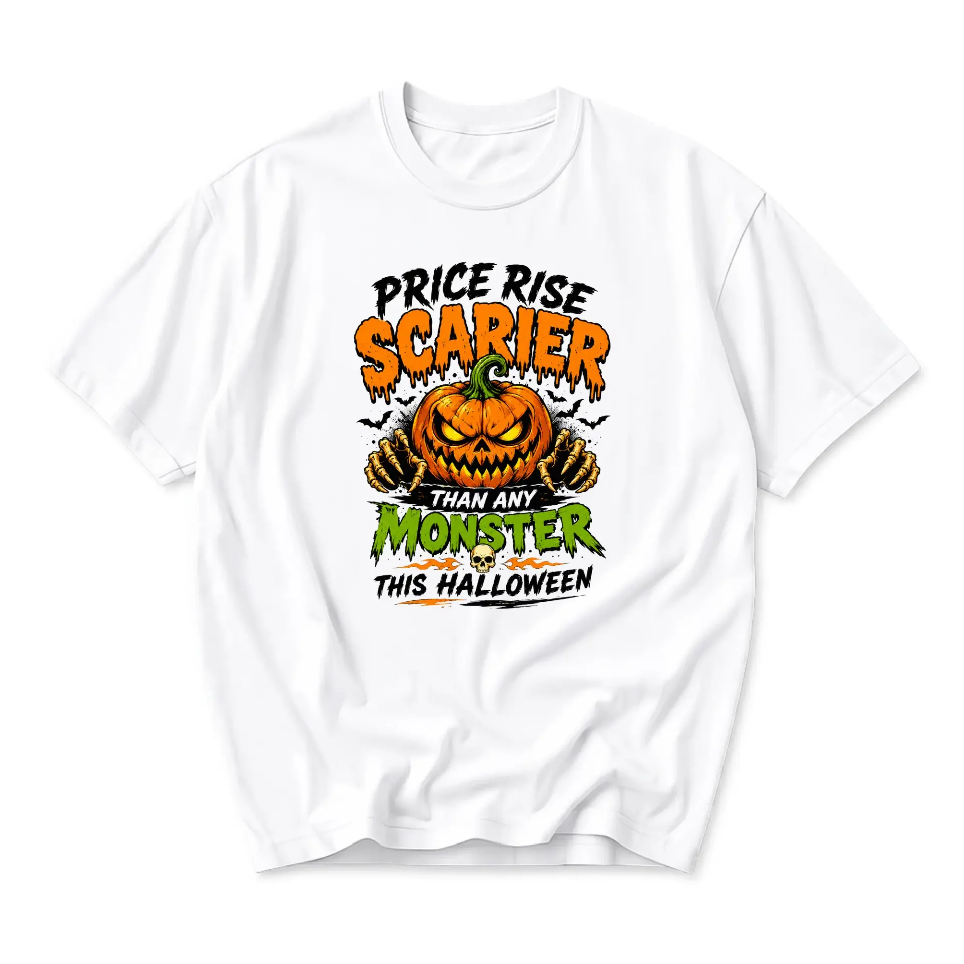 Funny Shirt Price Rise Scarier Than Any Monster Halloween Graphic Tee Unisex Crew Neck Short Sleeve Casual Cotton Top